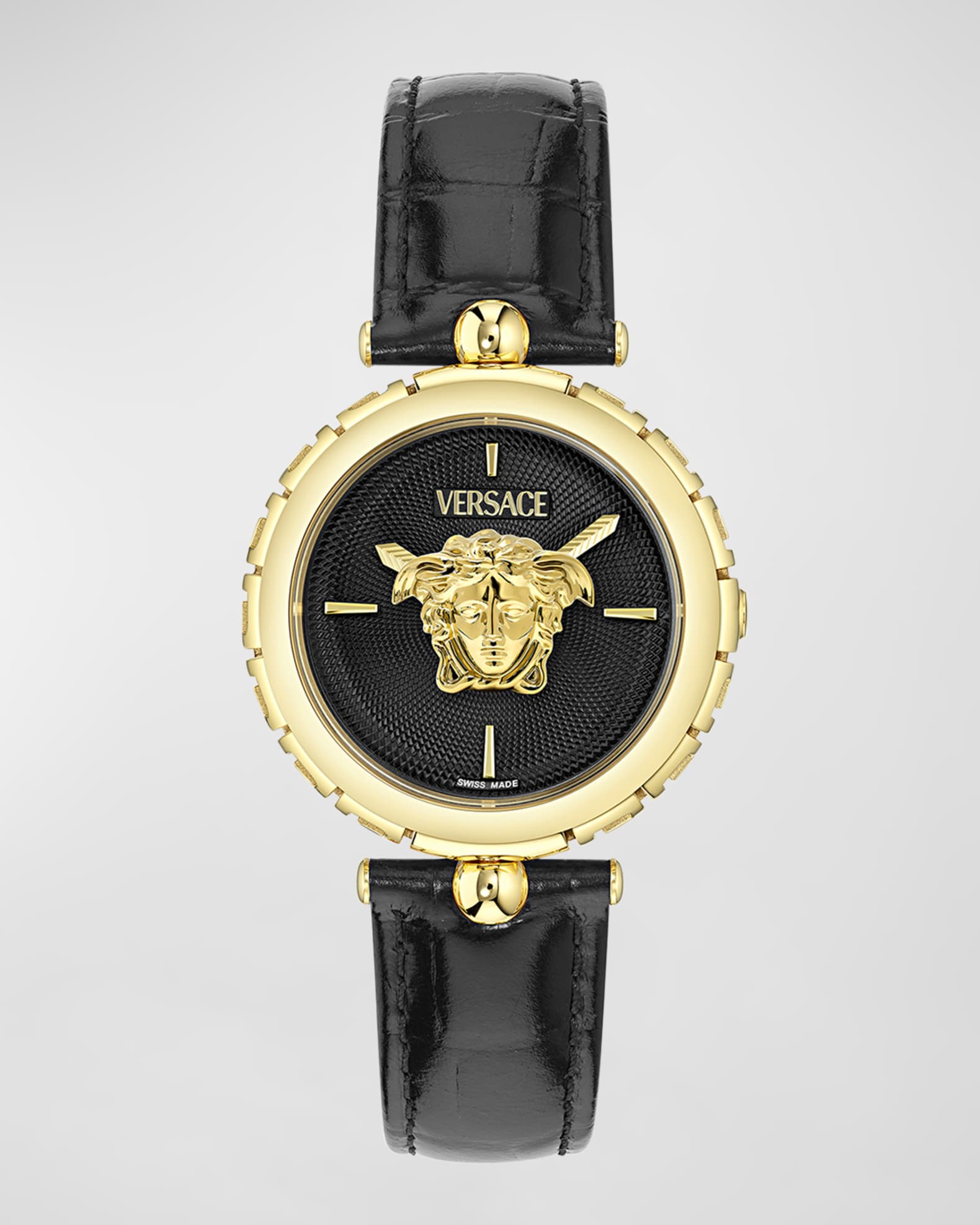 38mm Medusa Heritage Watch with Leather Strap Black