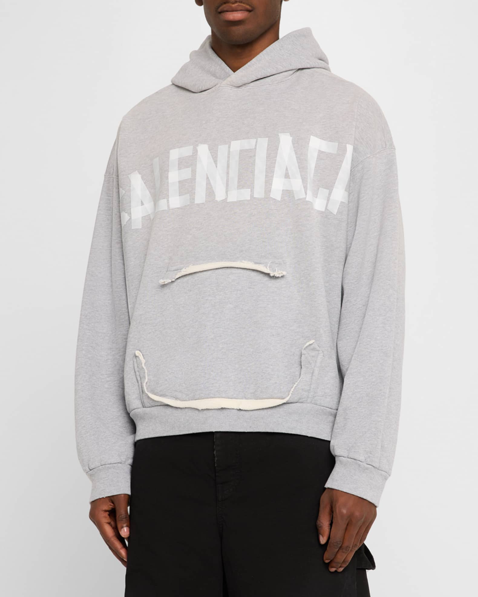 Balenciaga Men's Ripped Pocket Hoodie | Neiman Marcus