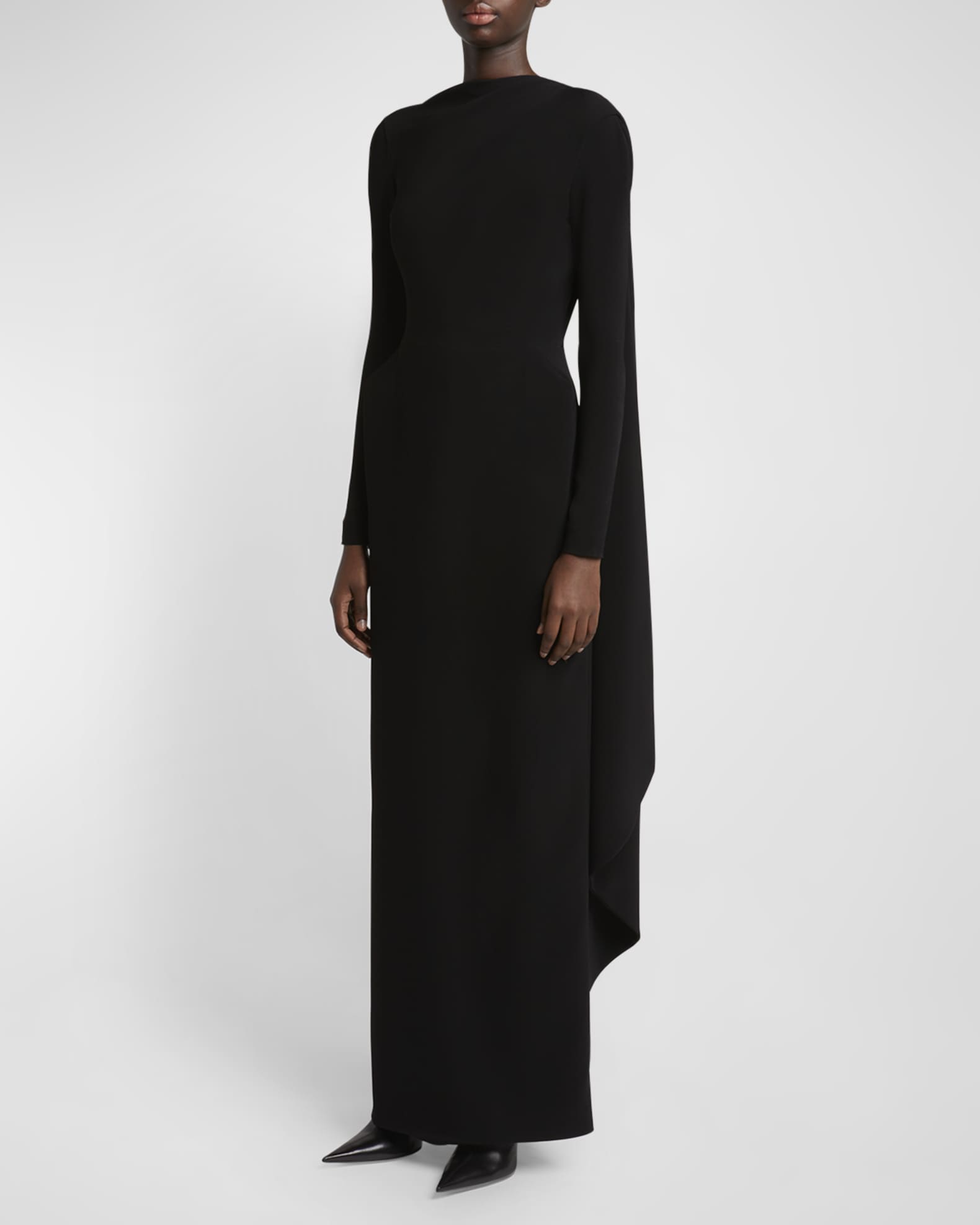Stretch Crepe Cape Gown 1