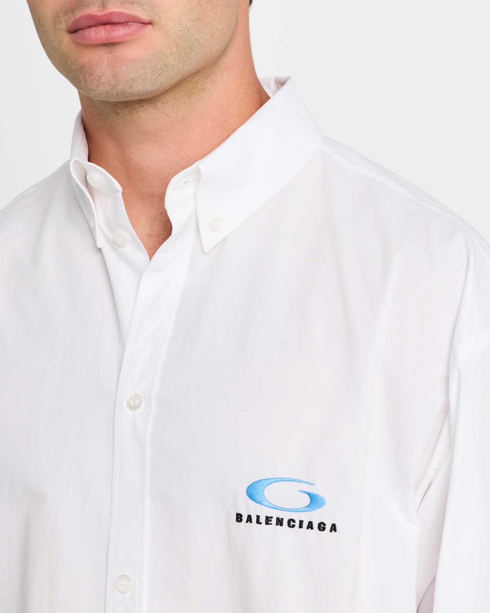 balenciaga men's dress shirt Layered Shirt in Cotton Poplin and Dry Jersey – Antonioli.eu