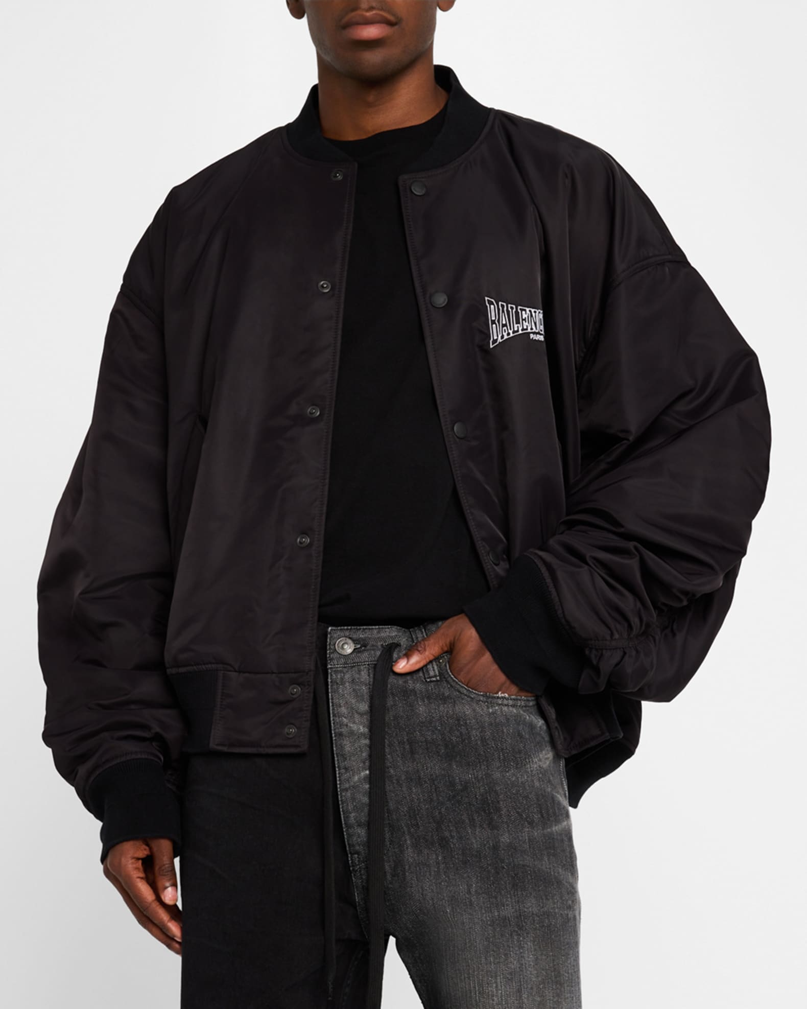 Balenciaga Men's Embroidered Varsity Jacket | Neiman Marcus