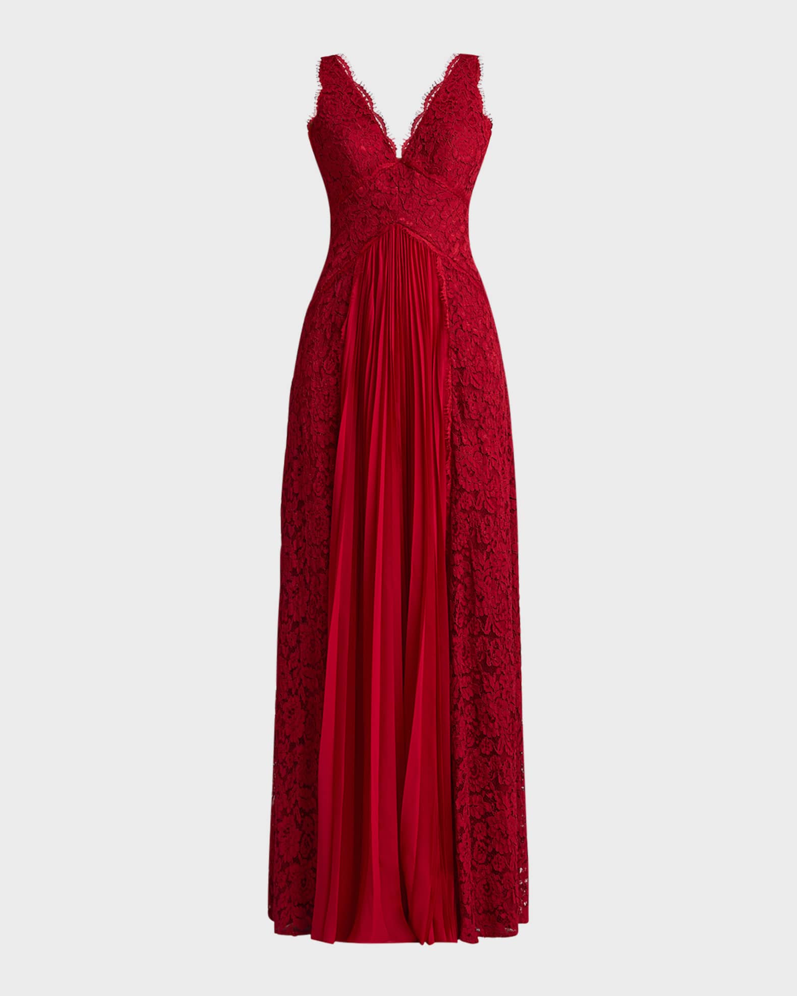 Zac Posen Women s Pleated Lace Gown Red Size 8 Scarlet