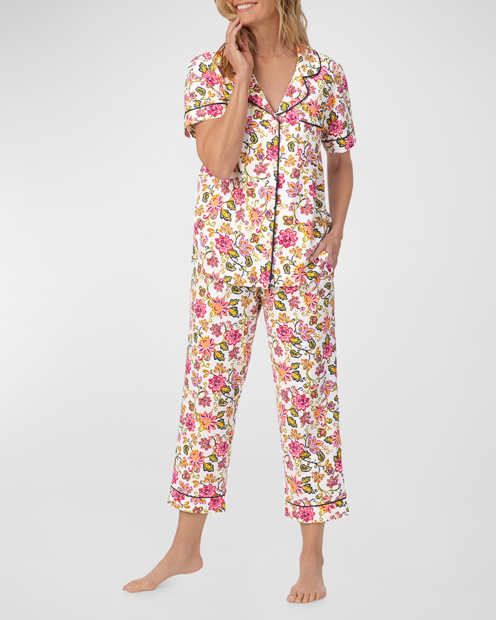 Cropped Organic Cotton Jersey Pajama Set