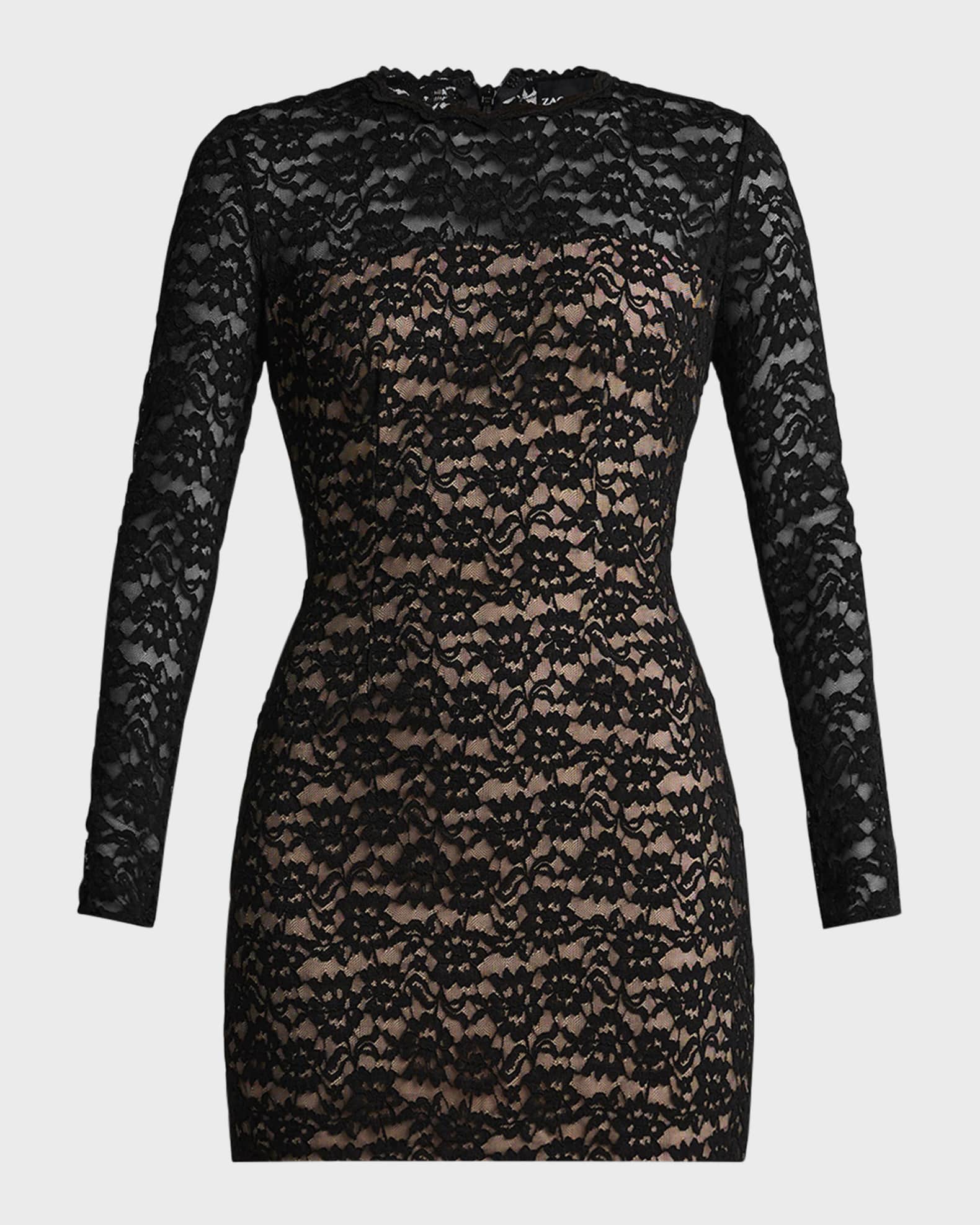 Zac Posen Long-Sleeve Lace Bodycon Mini Dress | Neiman Marcus