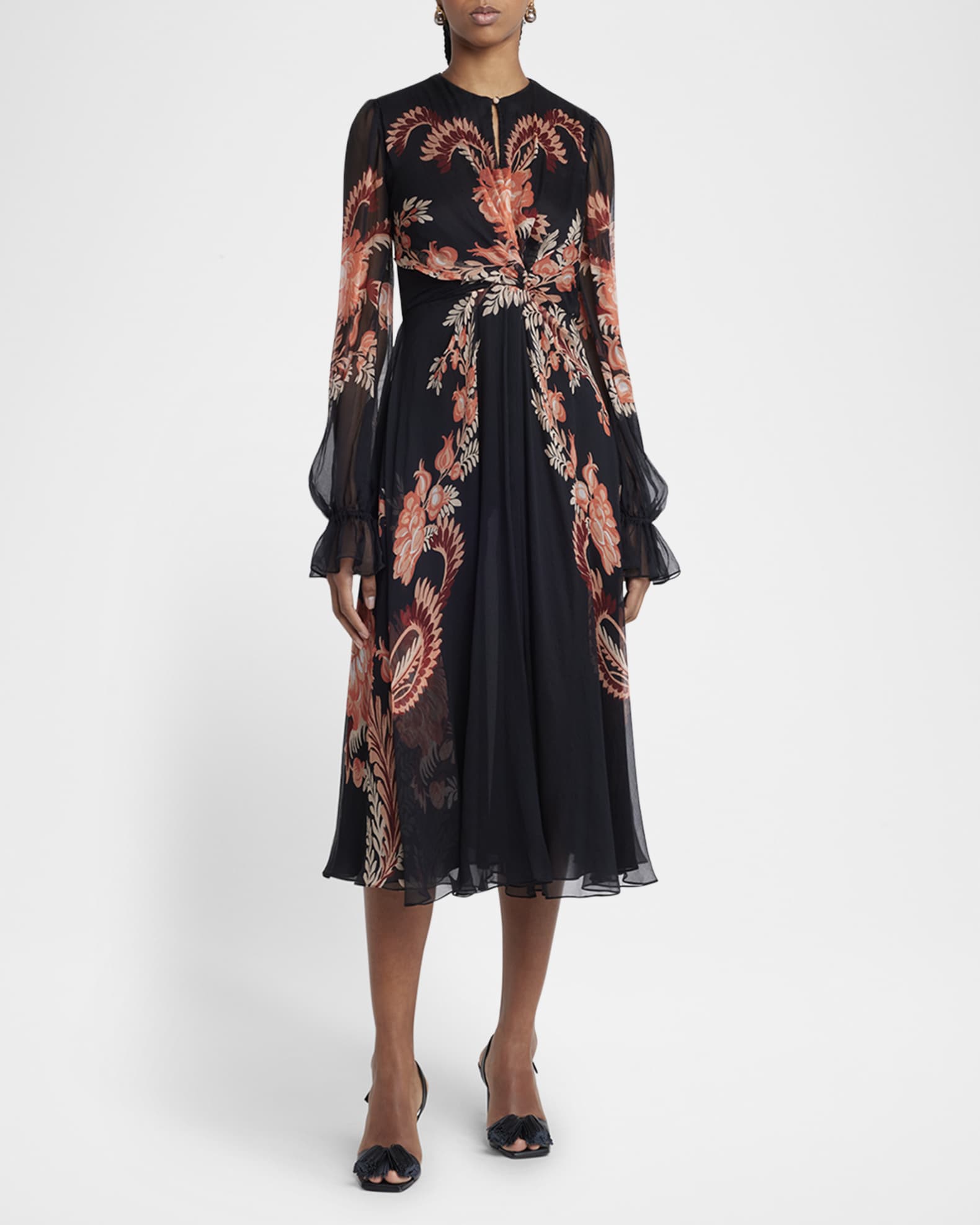 Silk chiffon midi dress sales