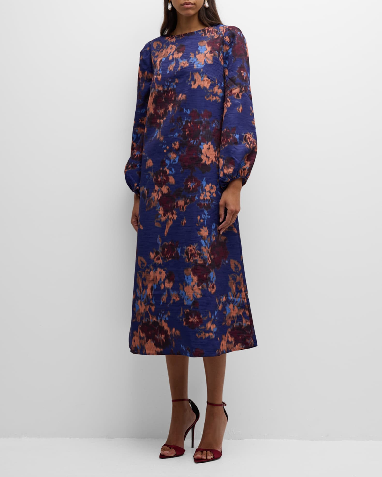 Misook Women s A Line Printed Woven Maxi Dress