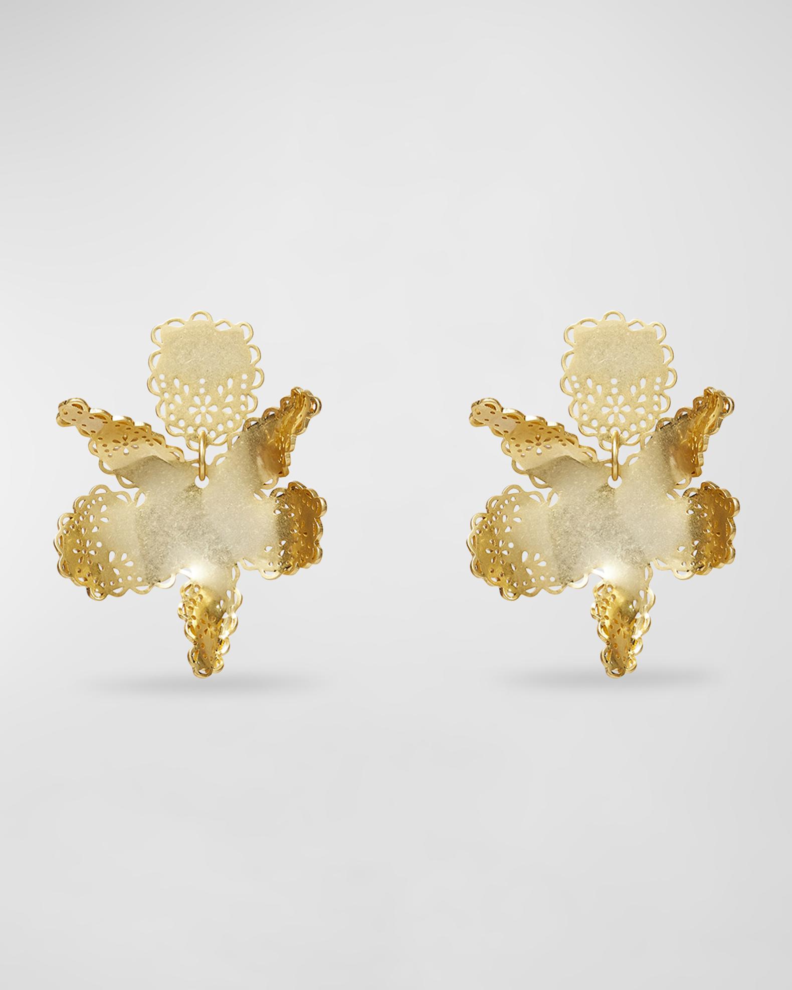 Lele Sadoughi Lace Metal Paper Lily Earrings | Neiman Marcus
