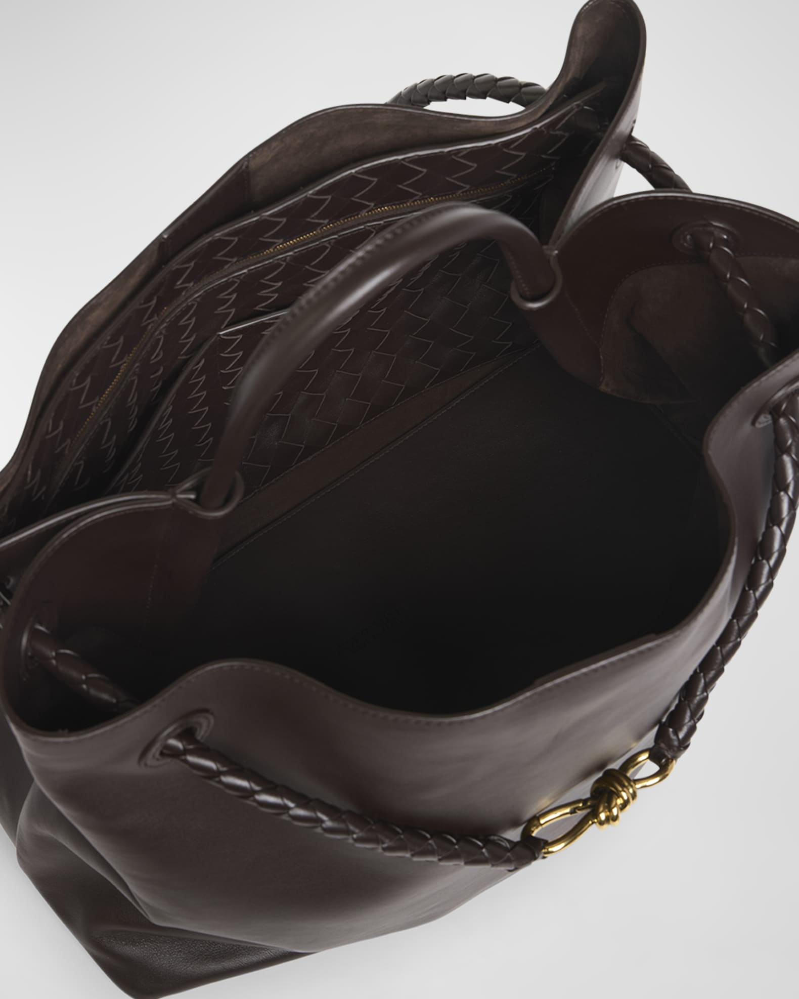 ハンドバッグ Bottega Veneta Brown Leather Large Andiamo Handbag Bottega Veneta Large Andiamo Top-Handle Bag | Neiman Marcus