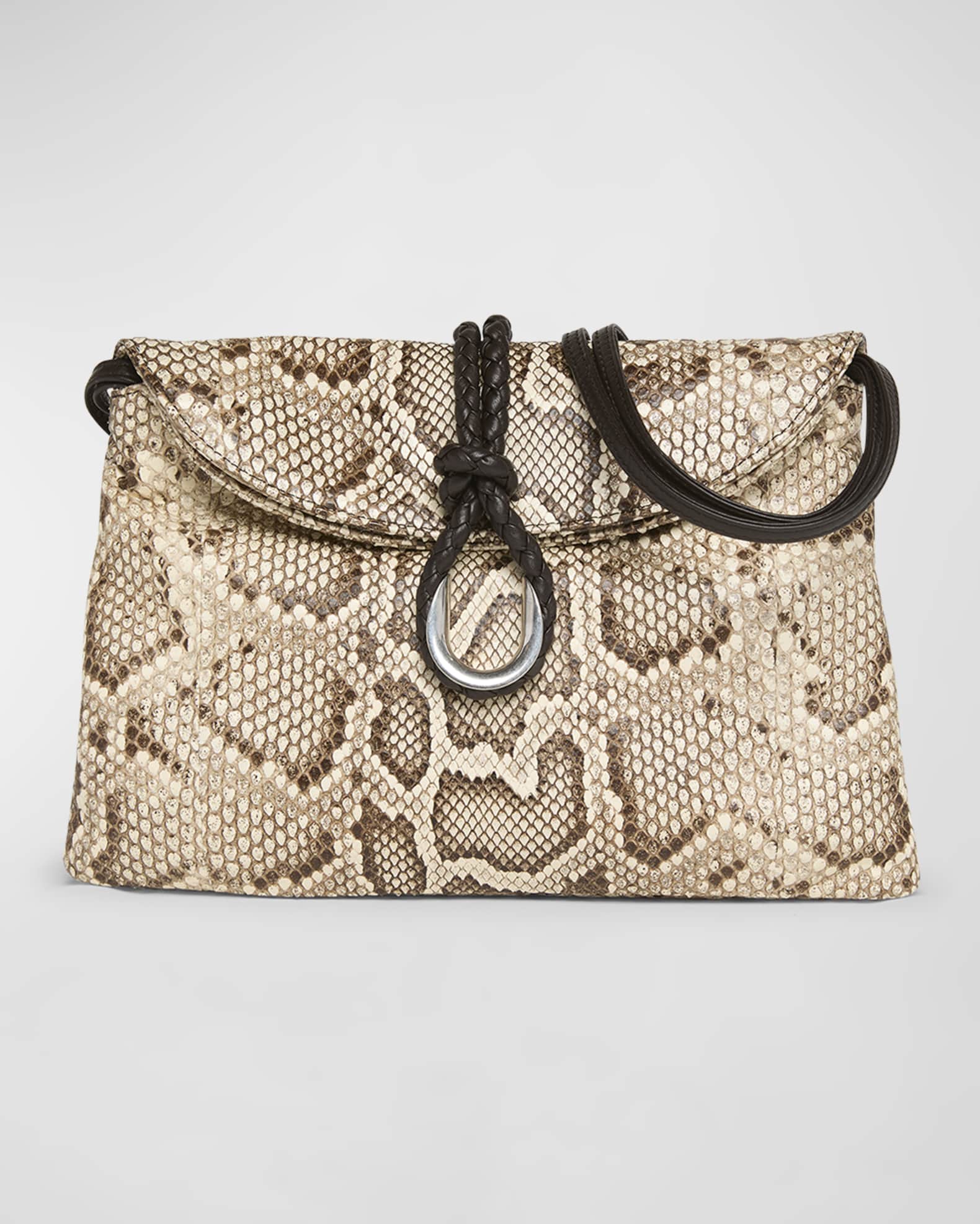 Bottega Veneta Small Liberta Double Flap Python Crossbody Bag Neiman Marcus