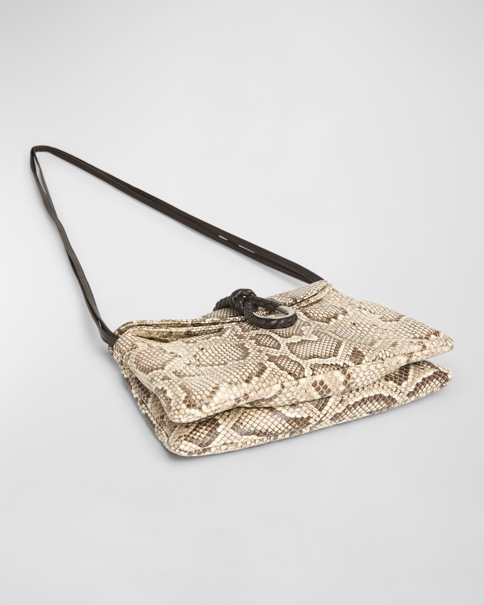 Bottega Veneta Small Liberta Double Flap Python Crossbody Bag Neiman Marcus