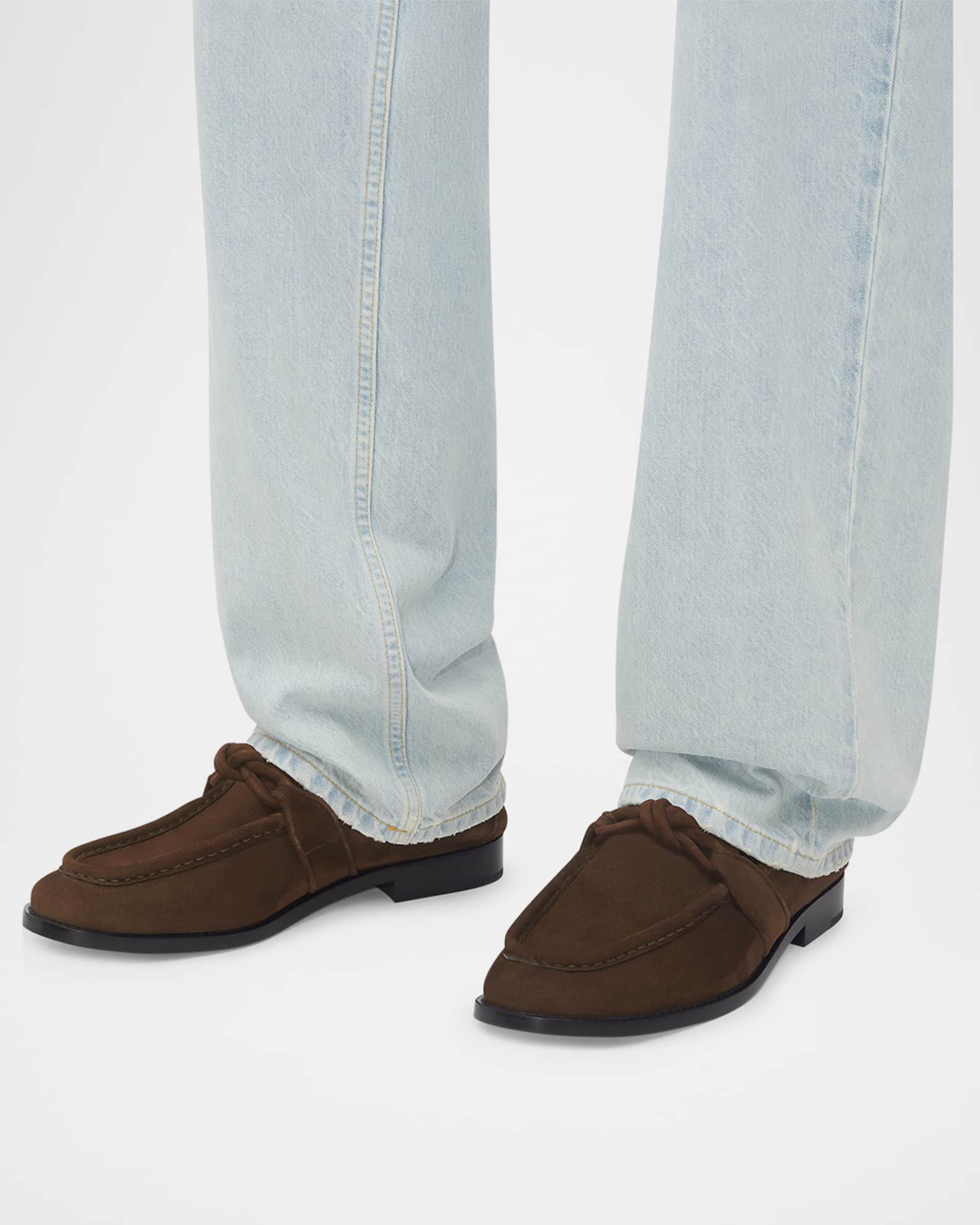 ローファー・オックスフォード BOTTEGA VENETA SAND SUEDE ASTAIRE LOAFERS Bottega Veneta Men's Astaire Suede Knot Loafers | Neiman Marcus