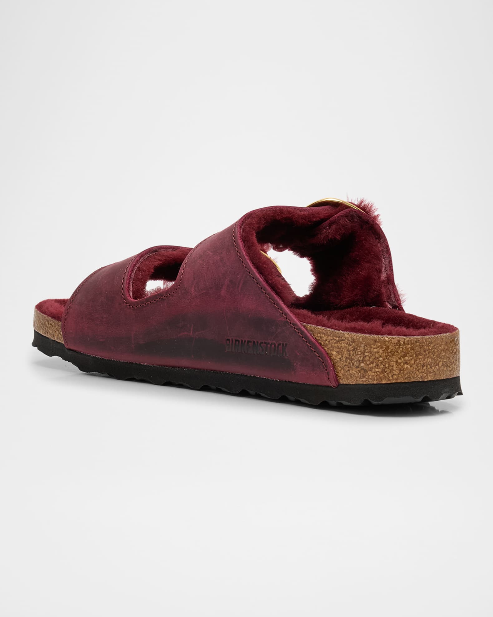 BIRKENSTOCK Arizona Leather Shearling Dual-Buckle Slide