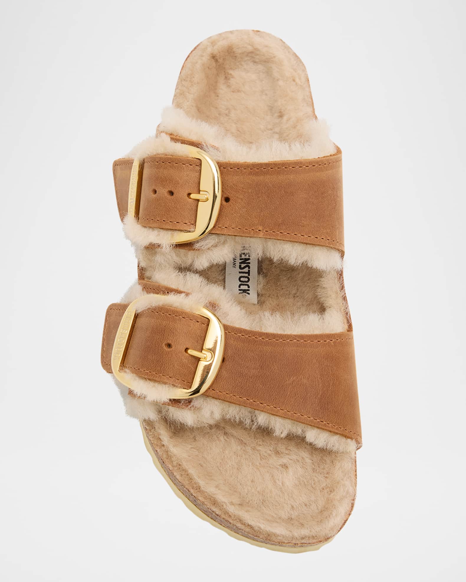 BIRKENSTOCK Arizona Suede Shearling Dual-Buckle Slide