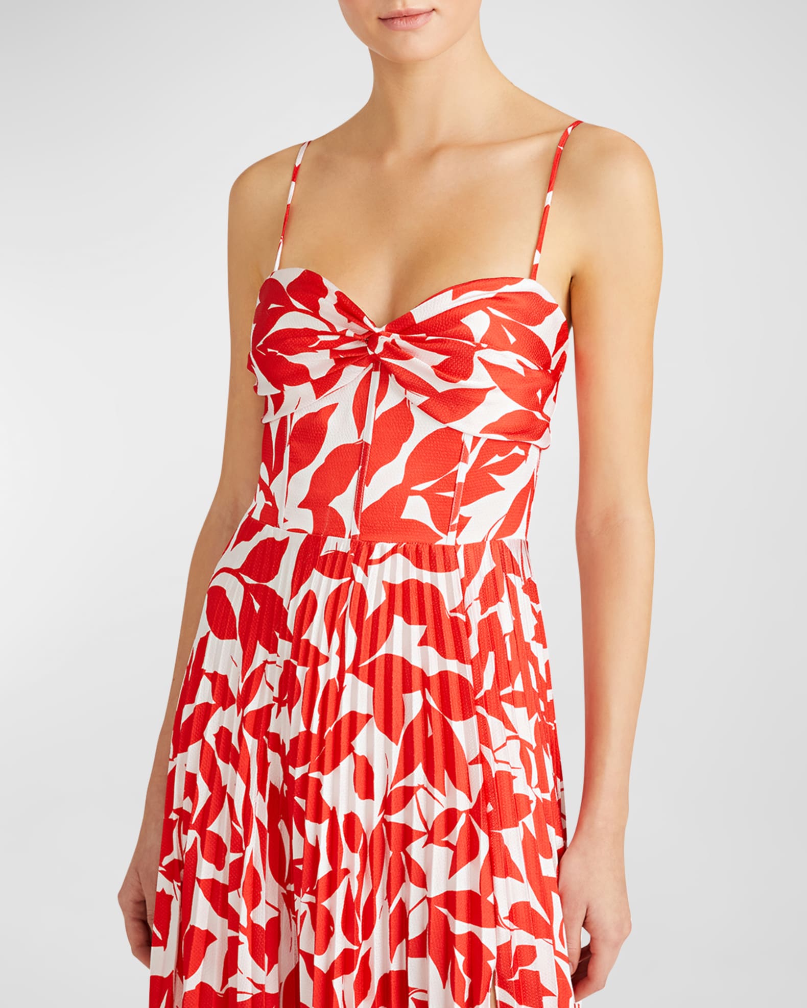 Cameron Pleated Floral Print Sweetheart Gown