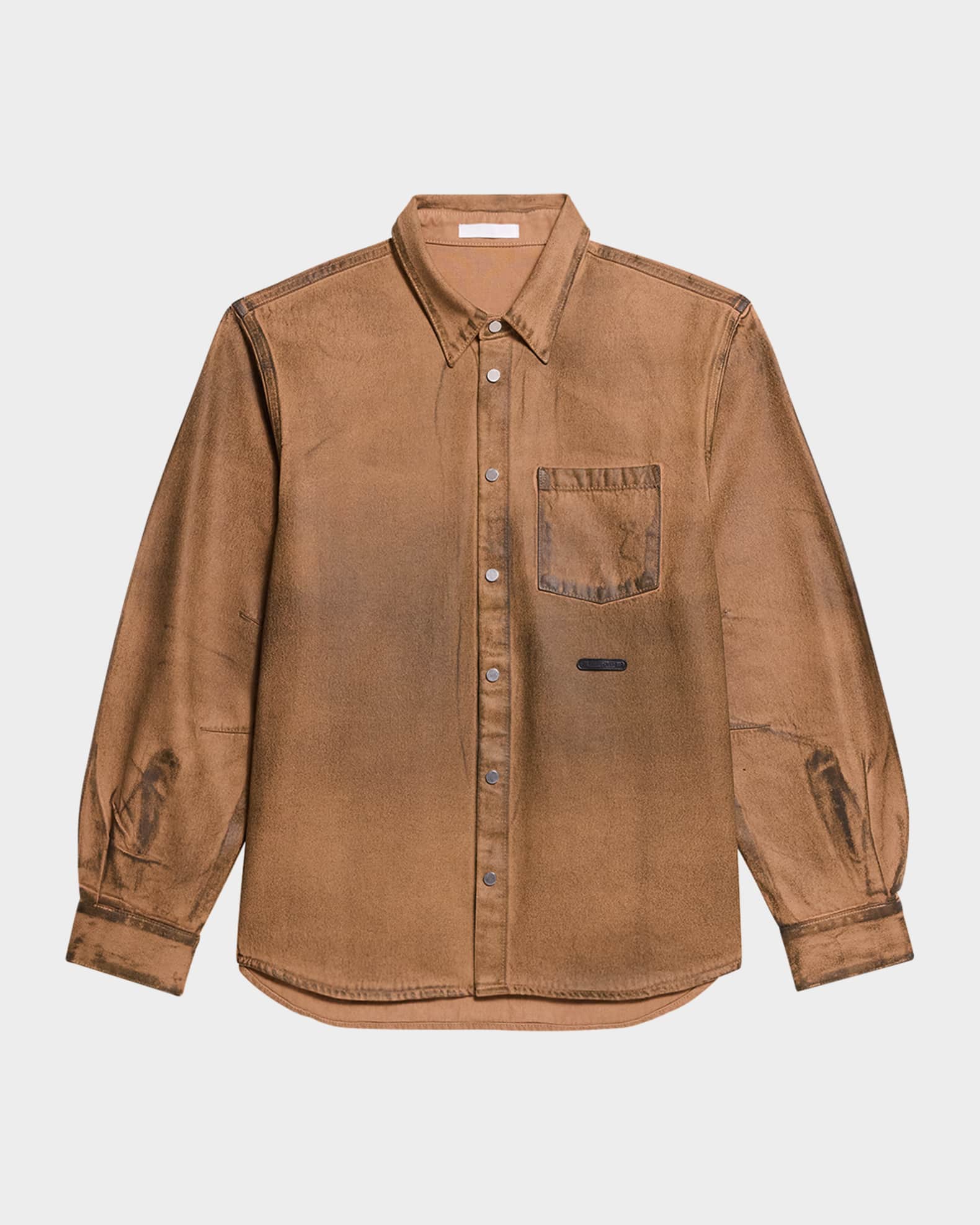Men s Curved Stained Denim Sport Shirt