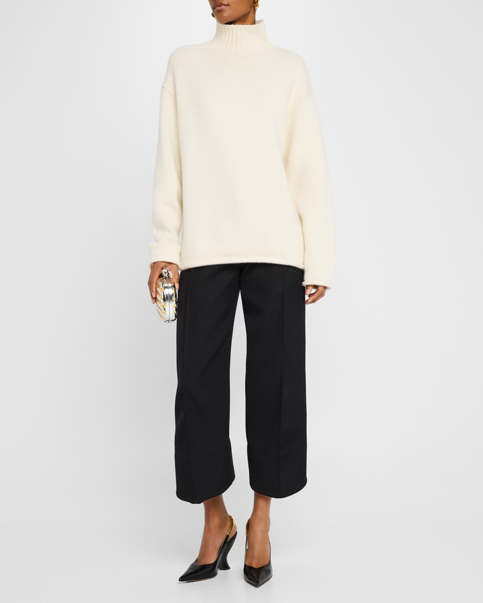 Bottega Veneta Turtleneck Textured Cashmere Sweater | Neiman Marcus