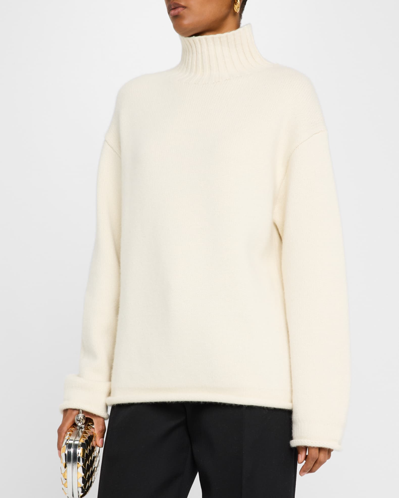 Bottega Veneta Turtleneck Textured Cashmere Sweater | Neiman Marcus