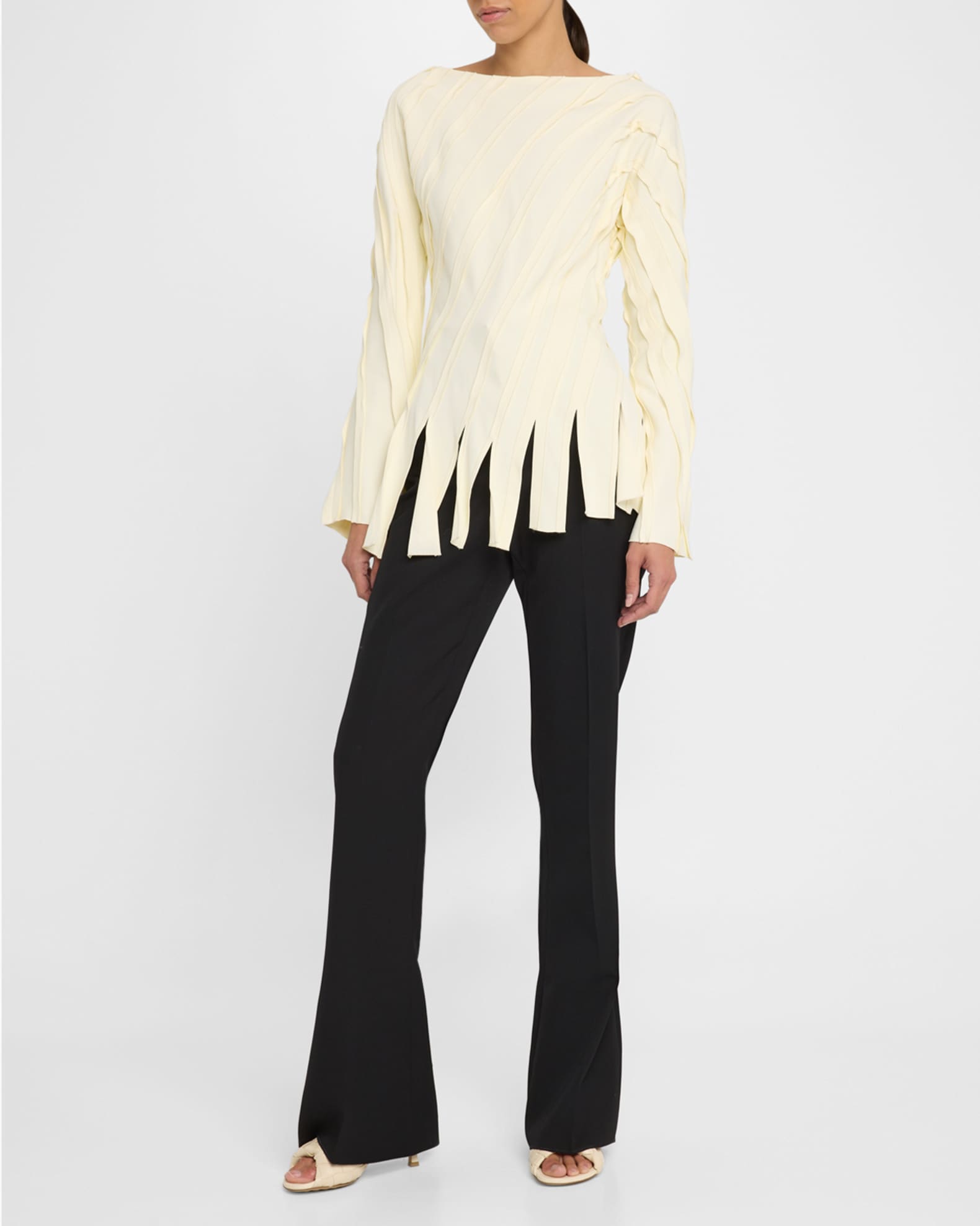 Wool Twill Flare Trousers 1