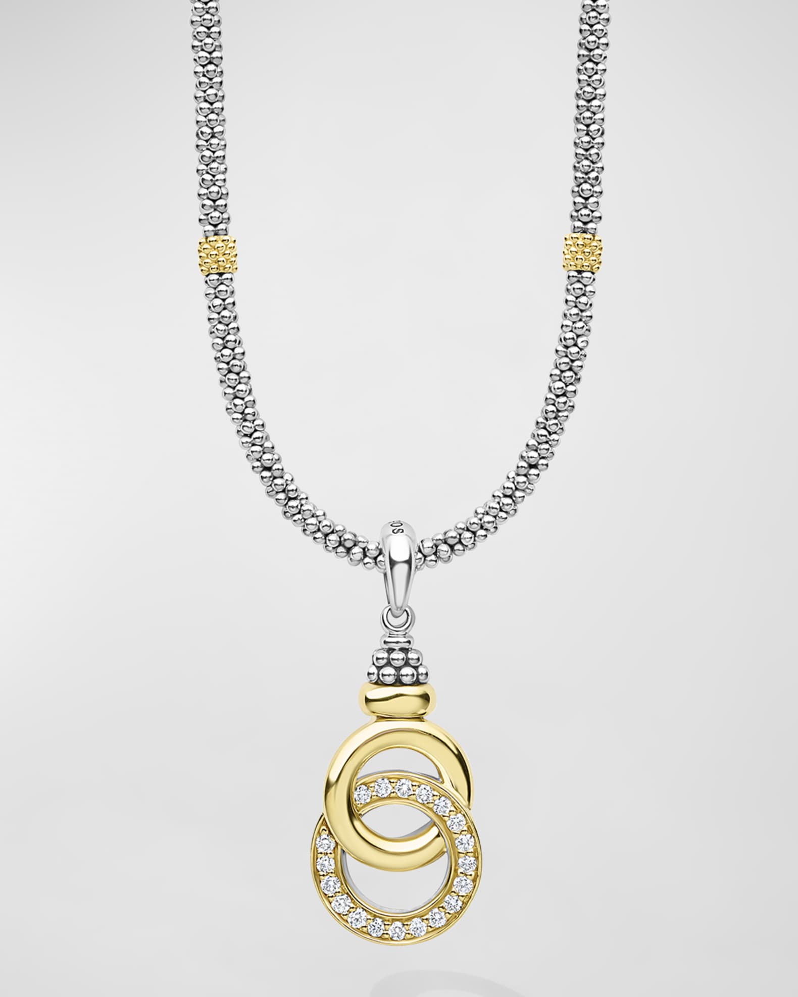 LAGOS Interlocking Diamond Pendant Caviar Necklace Neiman Marcus