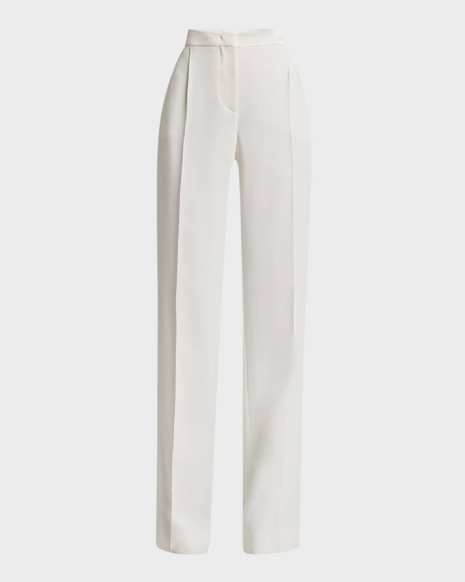 Pleated Straight-Leg Canvas Trousers 0