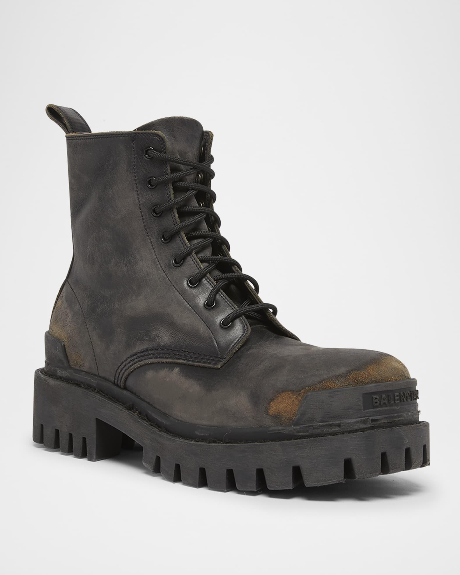 Men's Strike Used-Effect Calfskin Combat Boots 1