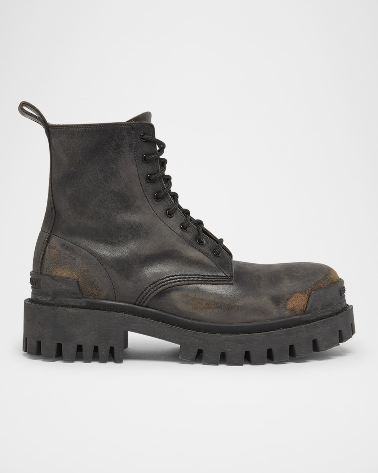 Men's Strike Used-Effect Calfskin Combat Boots 0
