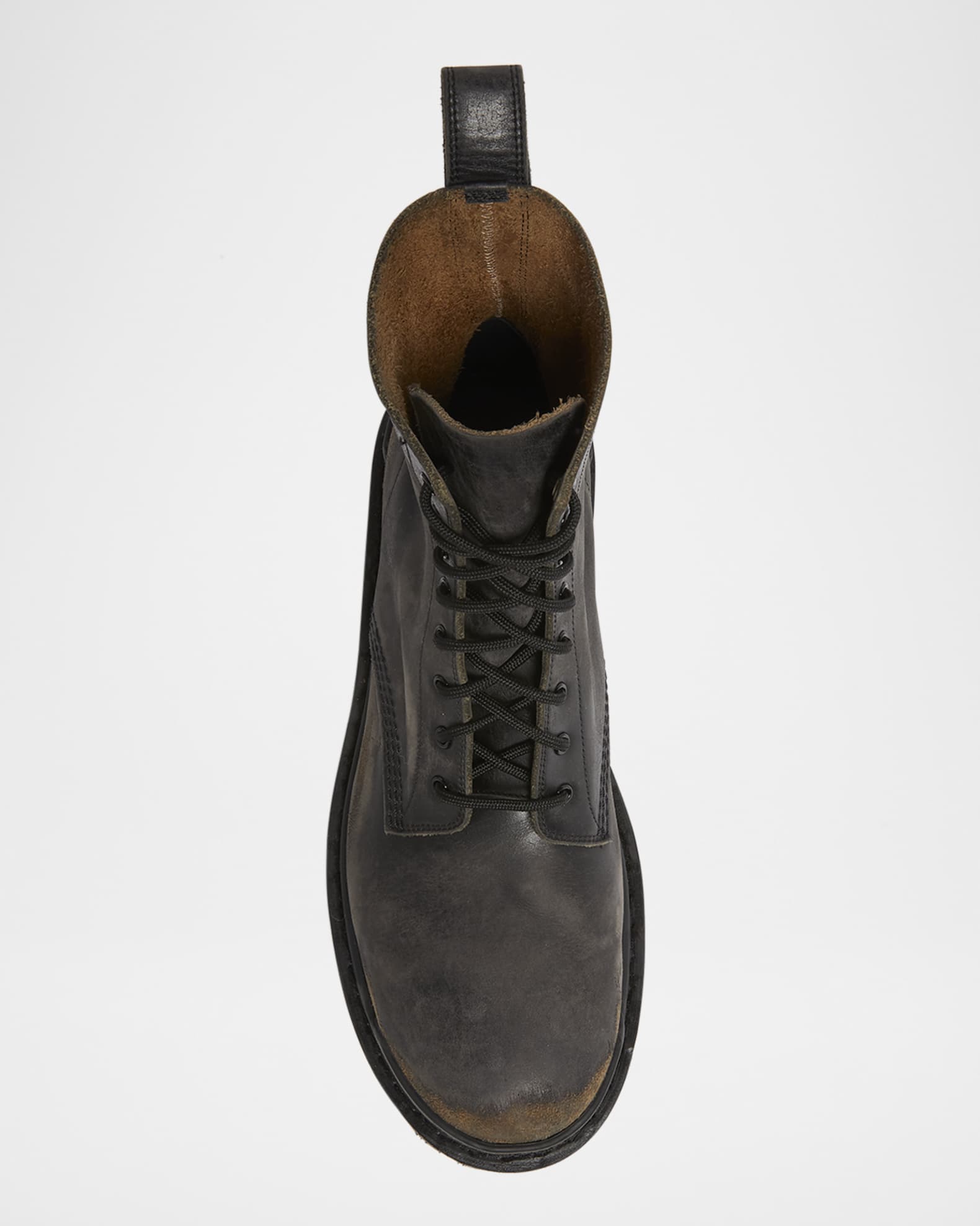 Balenciaga Men's Strike Used-Effect Calfskin Combat Boots | Neiman