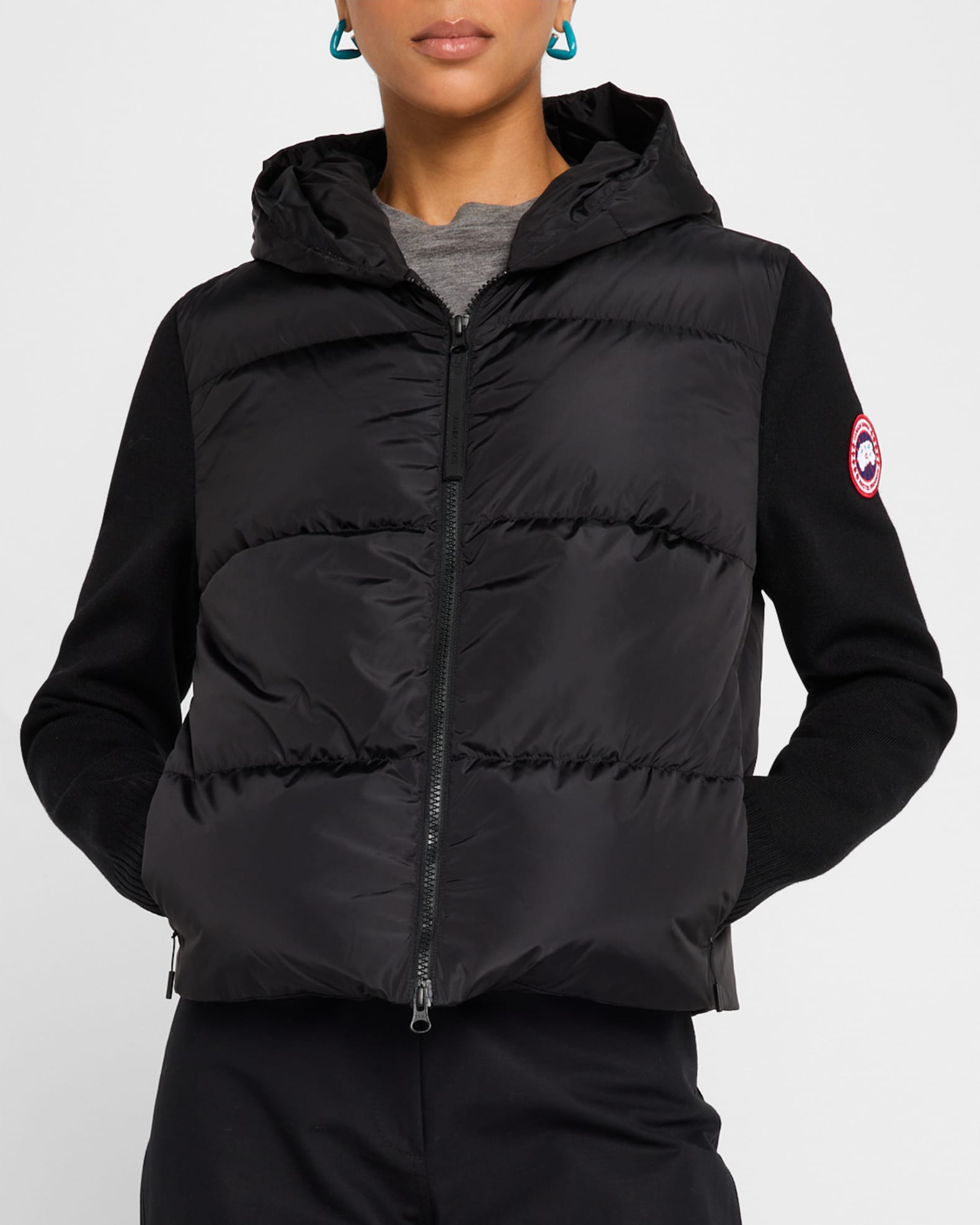 Canada Goose Hybridge Wide Quilt Knit Hoodie Jacket | Neiman