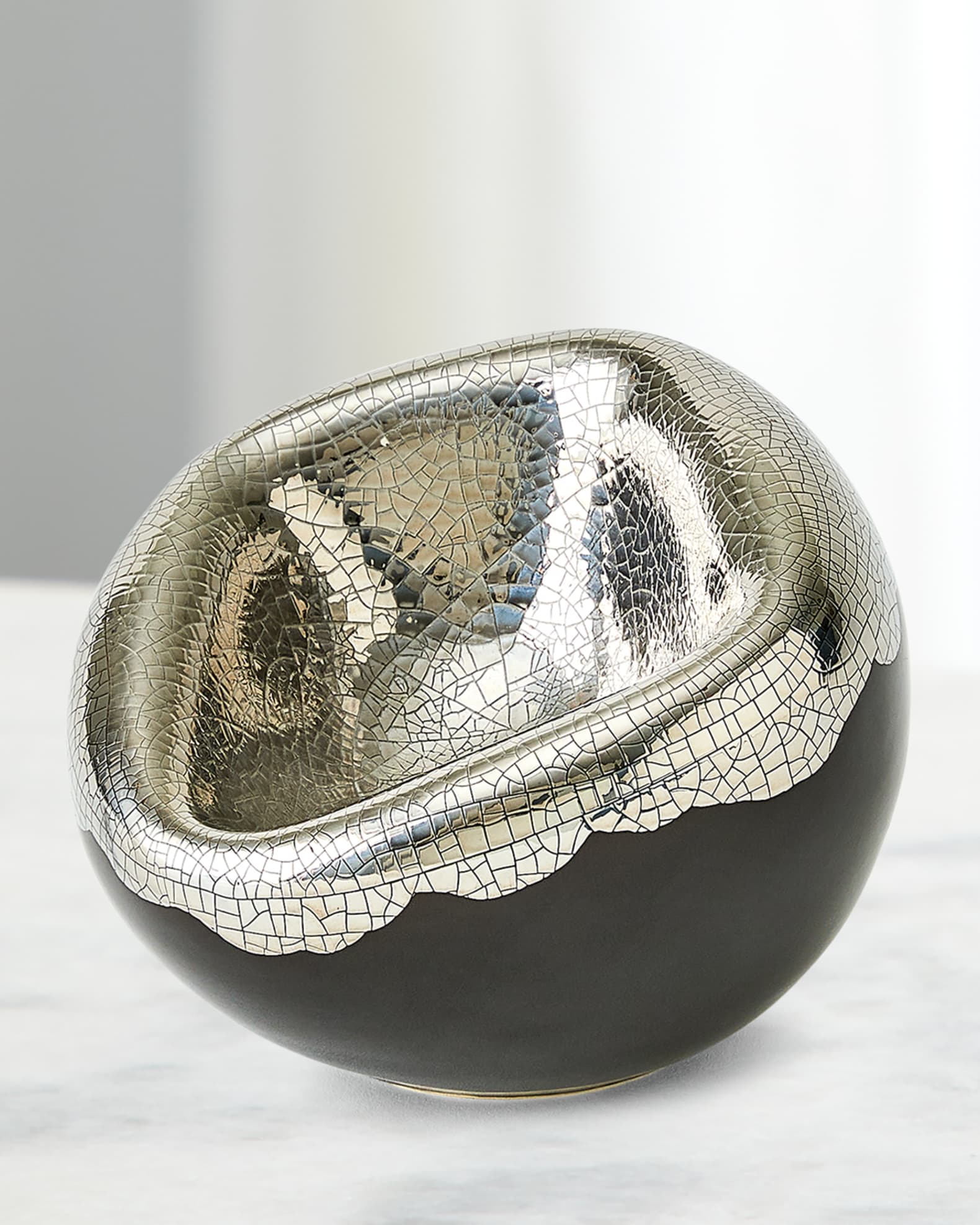 Squished Platinum Crackle Bowl, Small 1