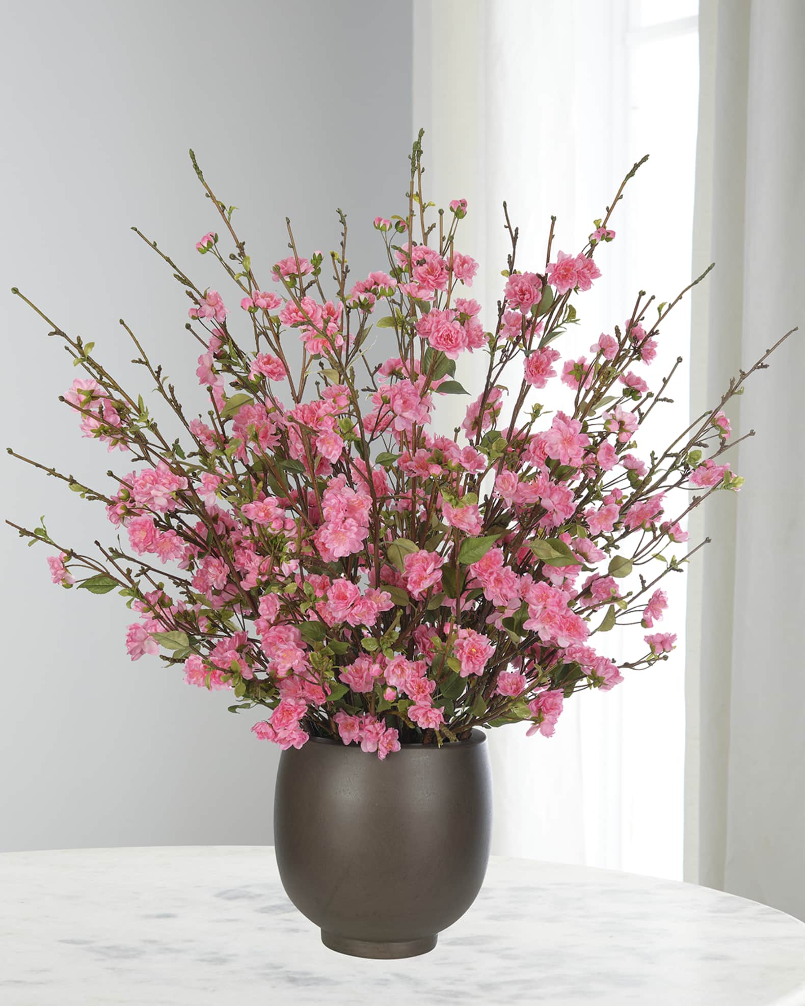 NDI Apple Blossoms 41" Faux Floral Arrangement in a Concrete Pot