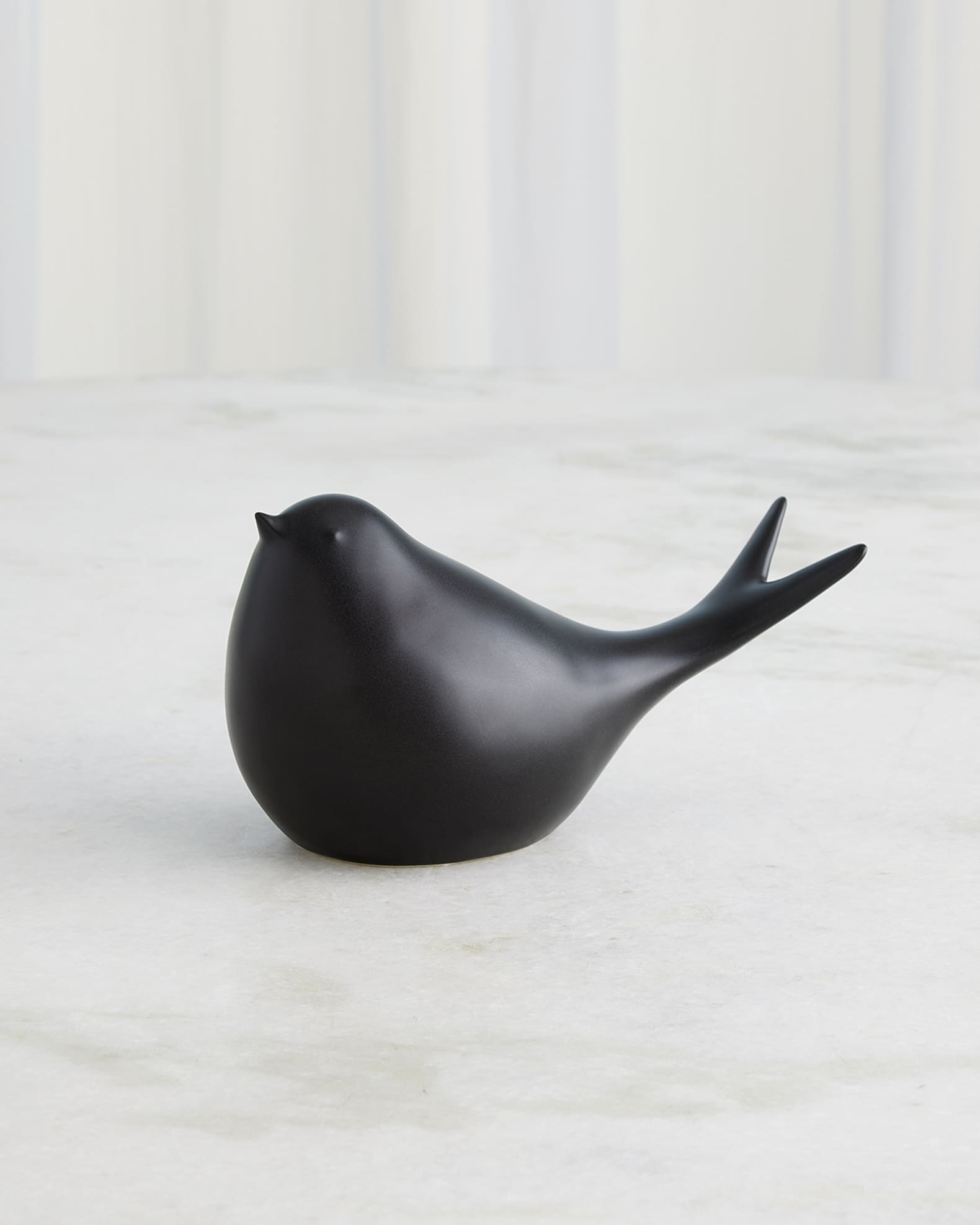 Sated Matte Black Bird Figure 0