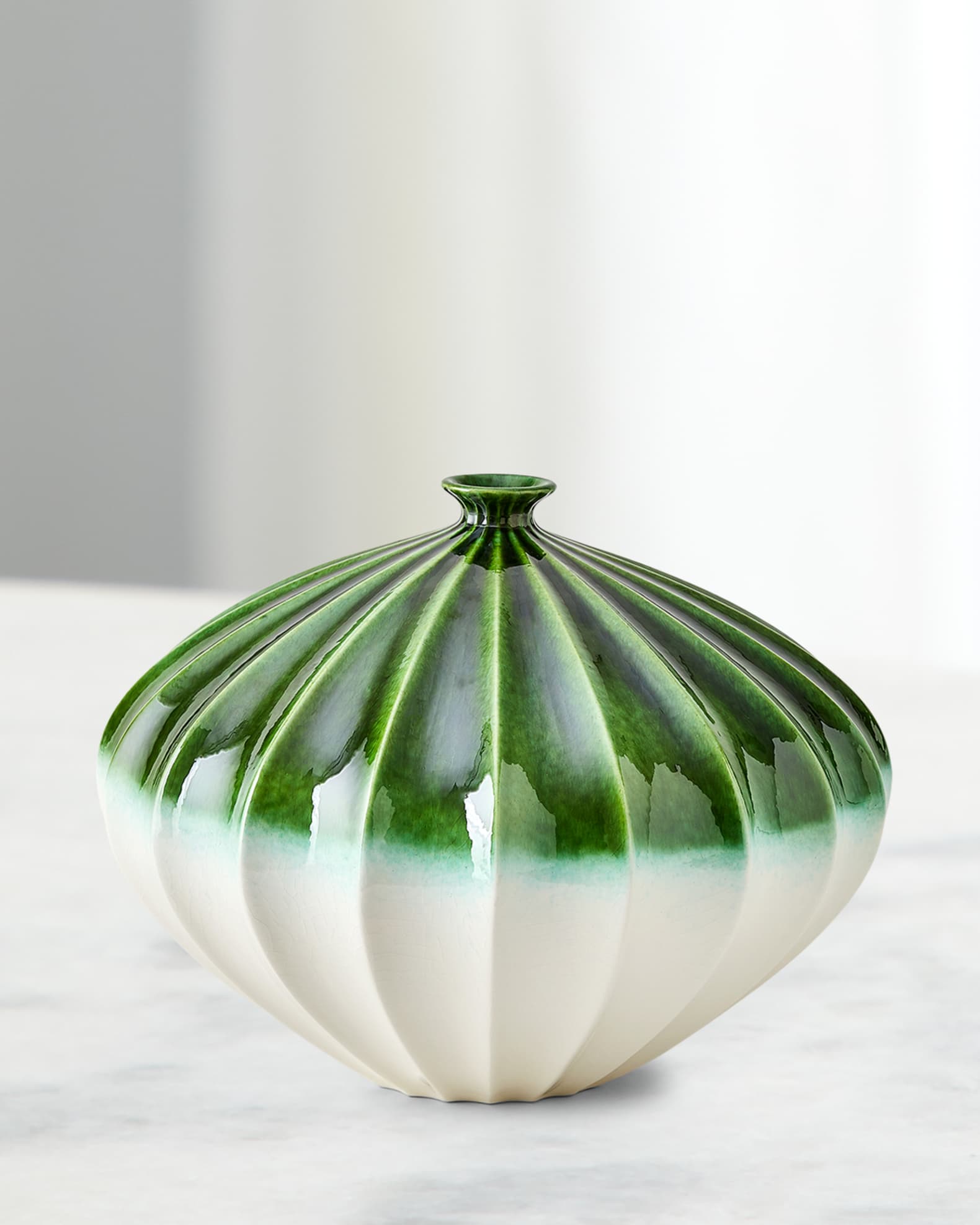 Furrow Emerald Vase, 11" 1