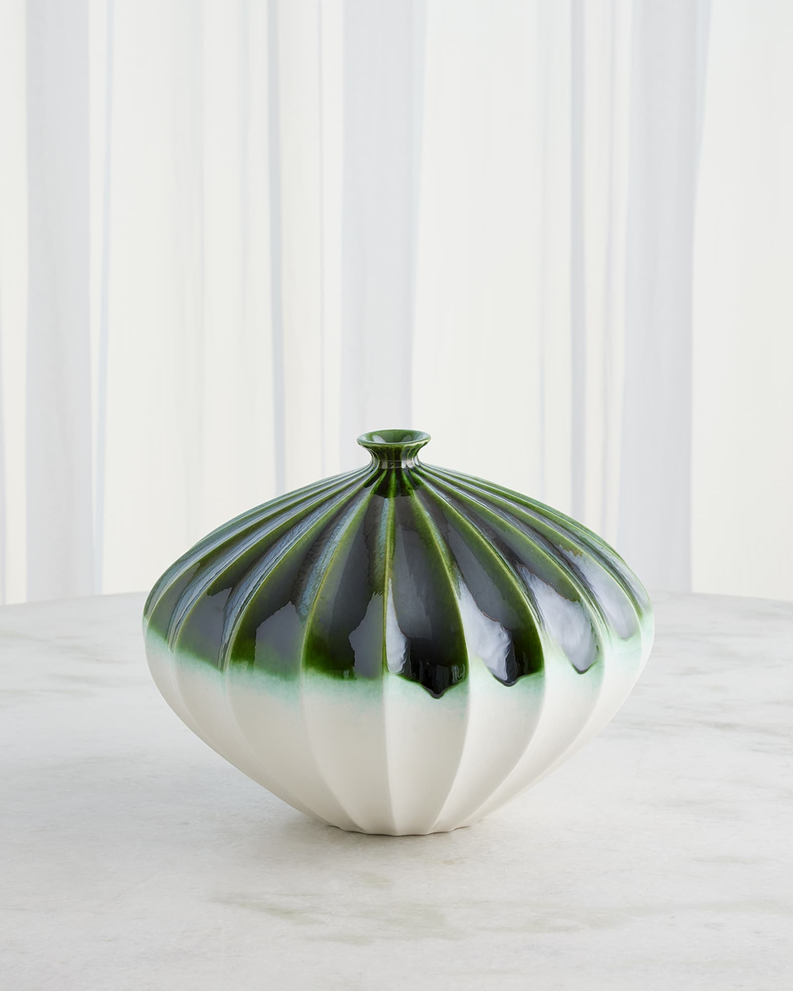 Furrow Emerald Vase, 11" 0