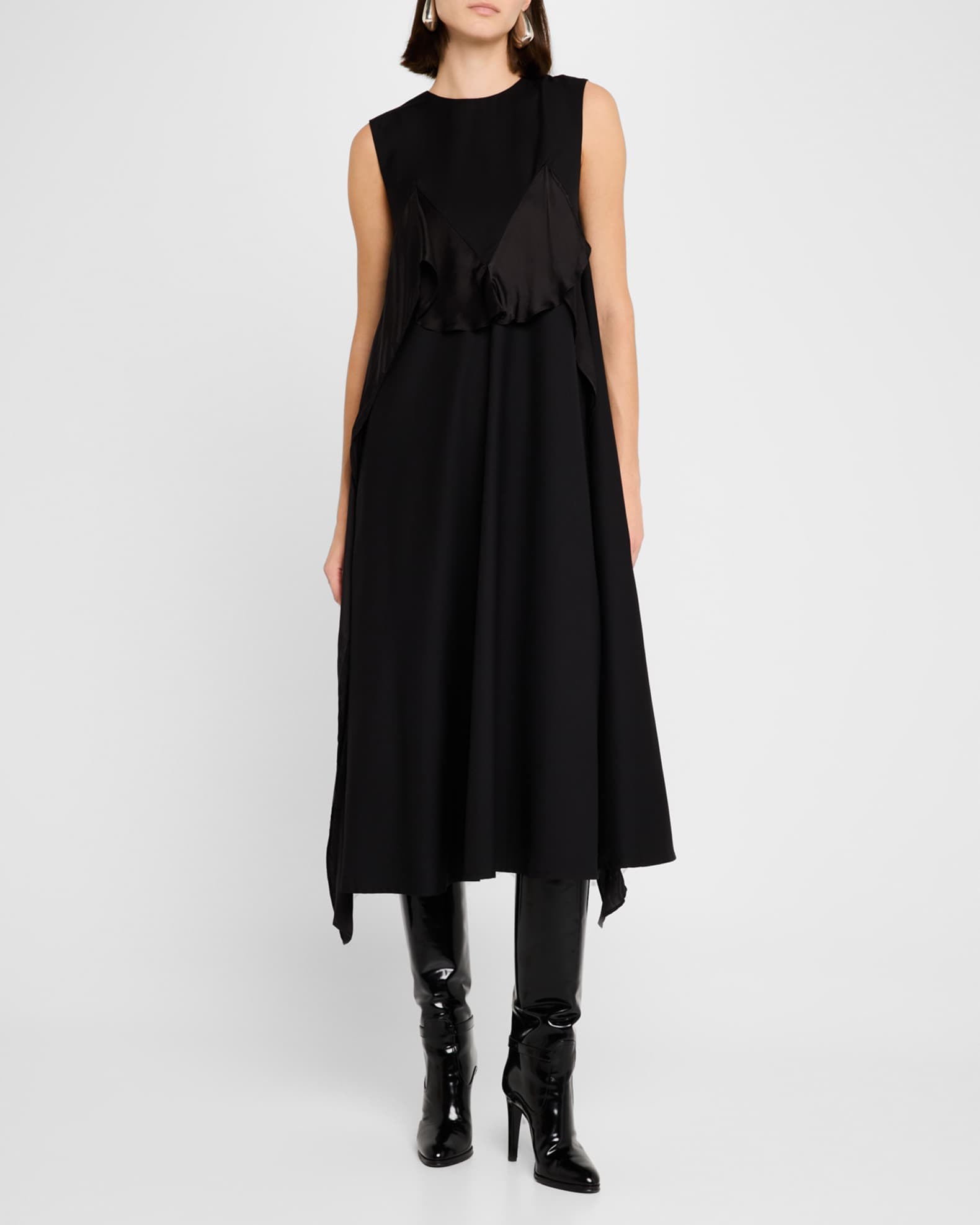 Lovebirds Murraya Sleeveless Ruffle Trapeze Midi Dress Black Women s L Cocktail Party Wedding Guest Dresses Sleeveless Dresses