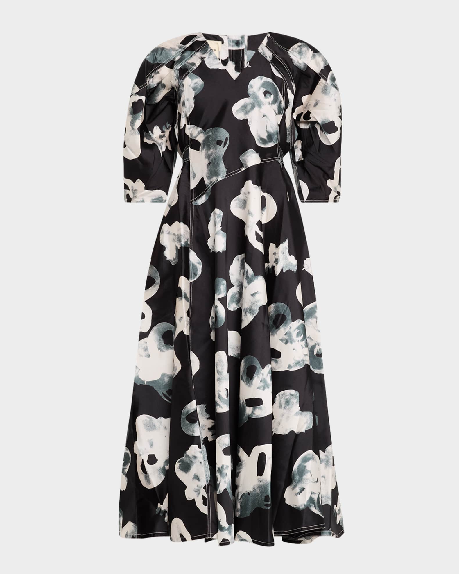 Lupine Abstract-Print Silk Midi Dress 0