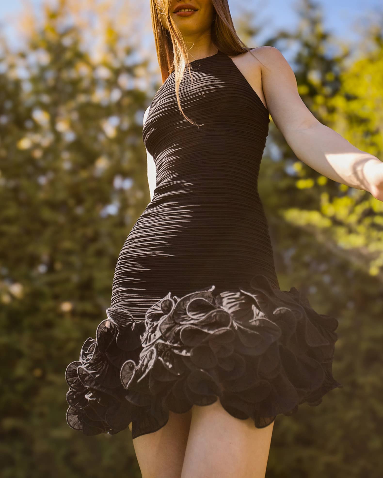 ONE33 Social The Chantal Octopus Hem Halter Cocktail Dress Black 4