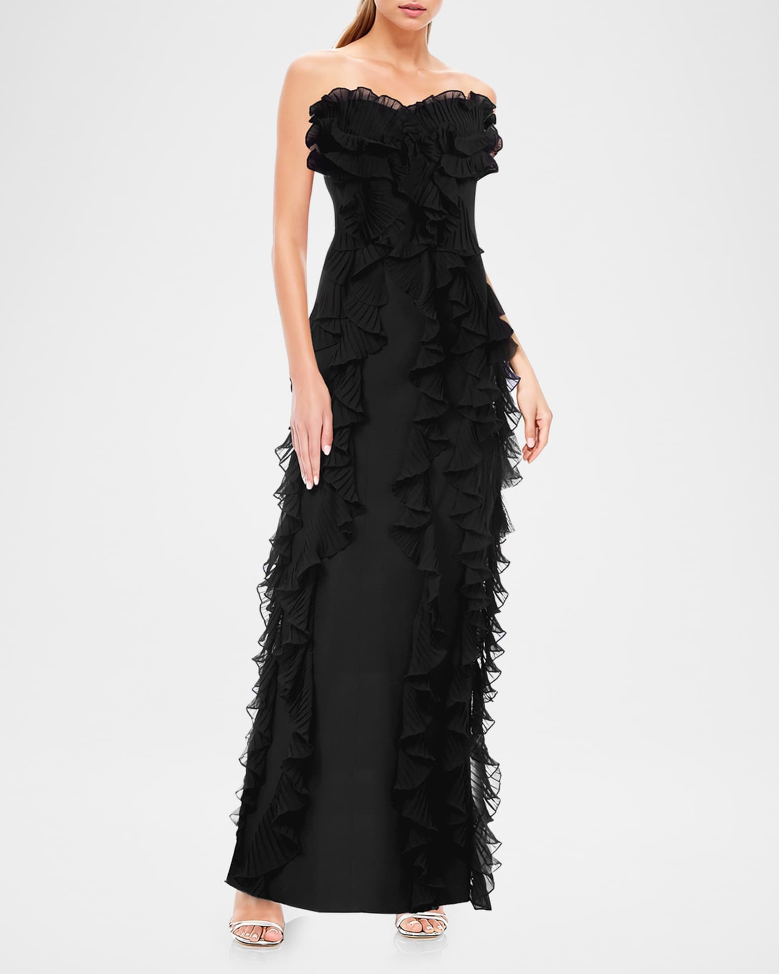 Strapless Ruffle Column Gown 1