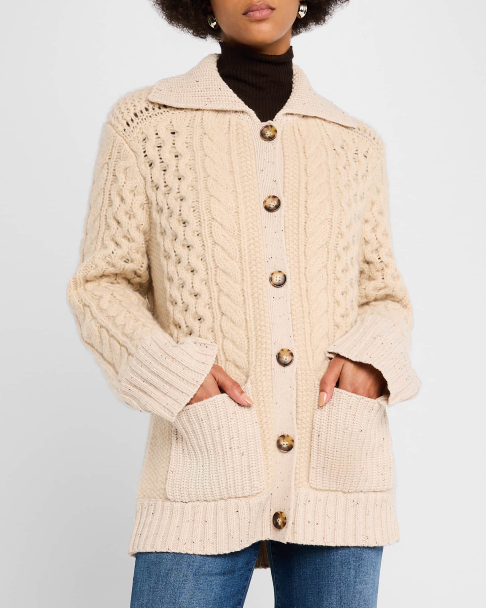 Scarf neck patchwork striped cardigans top