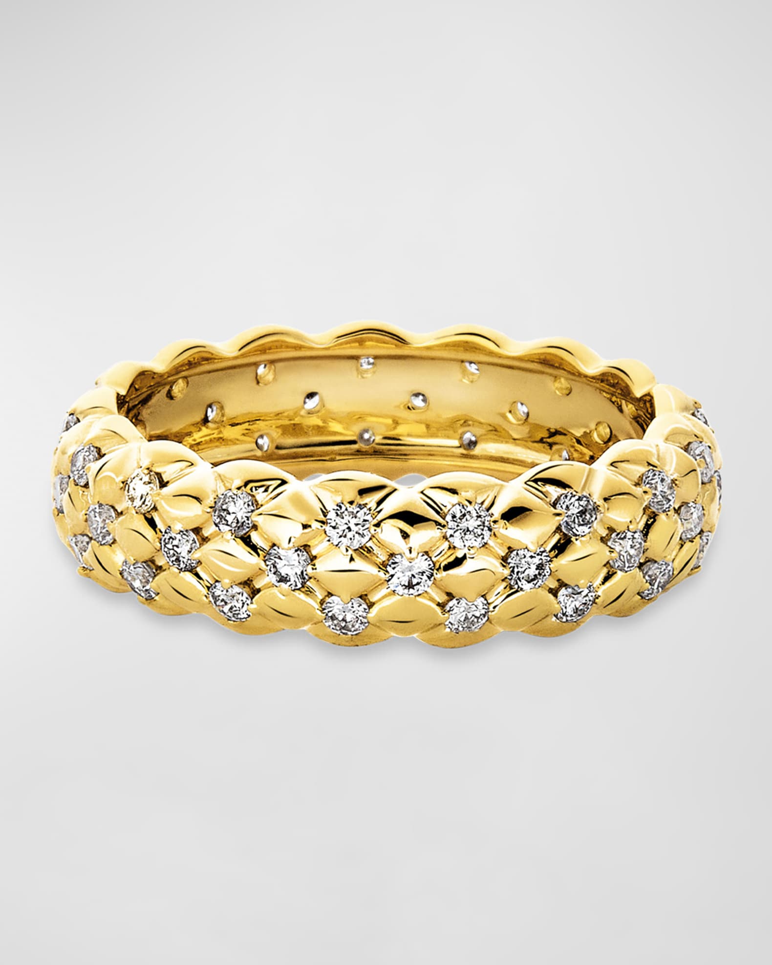 STONE AND STRAND Puff Puff Quilted Diamond Cigar Band Ring Neiman Marcus