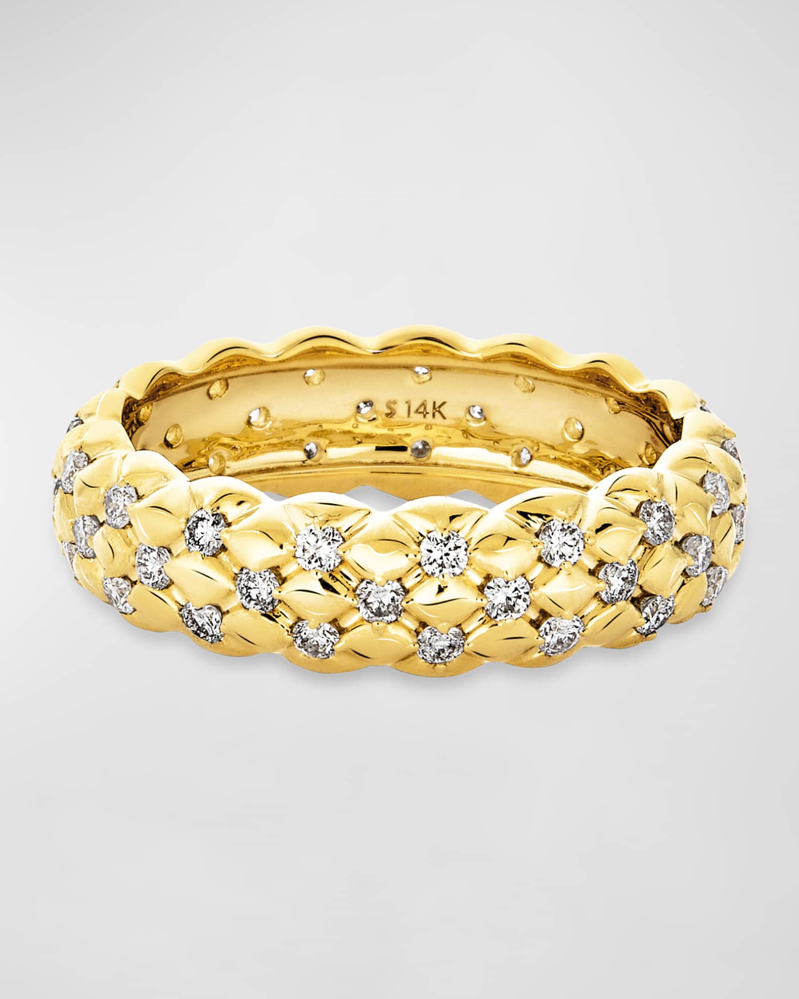 STONE AND STRAND Puff Puff Quilted Diamond Cigar Band Ring Neiman Marcus