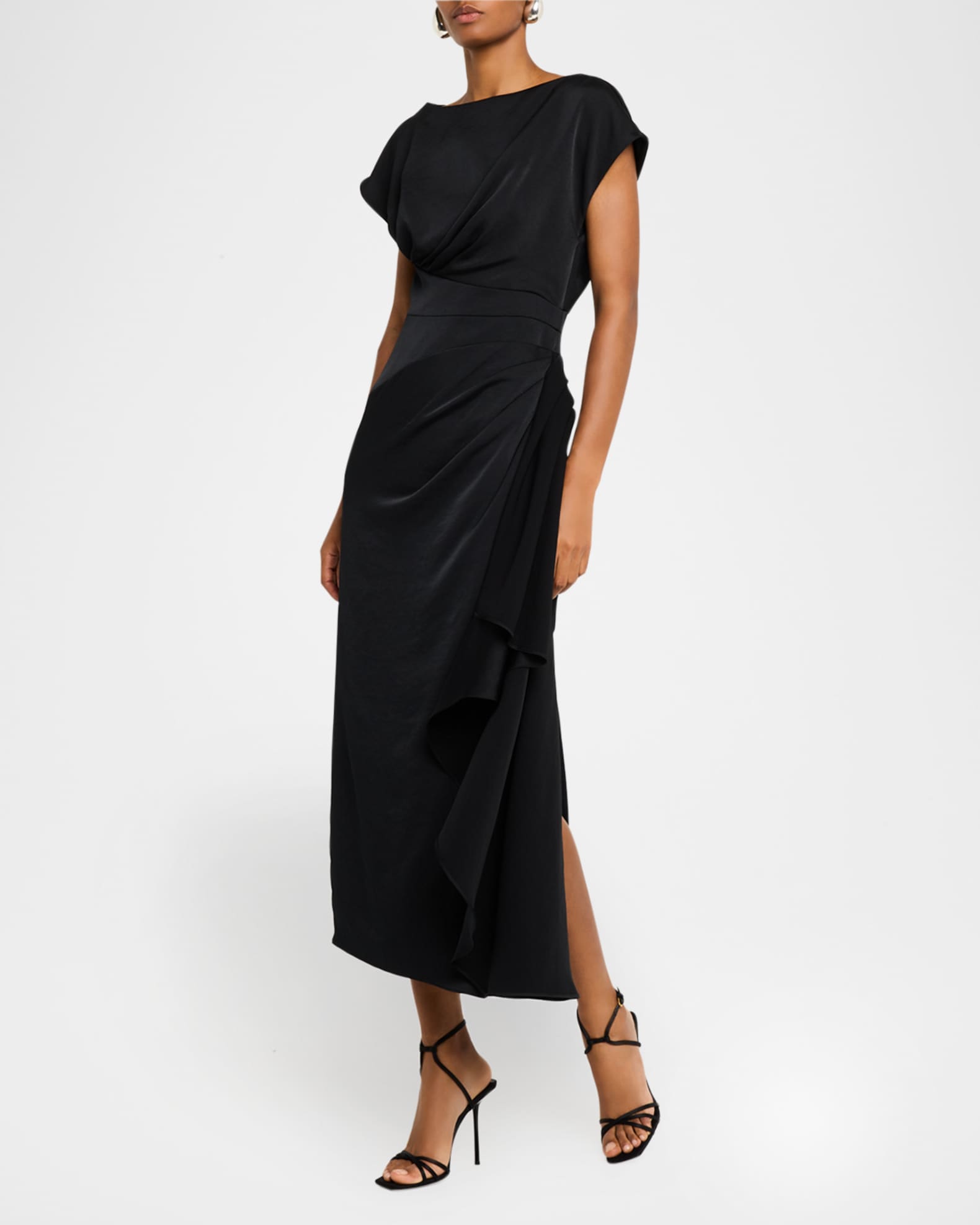 Florence Draped Short-Sleeve Midi Dress 1