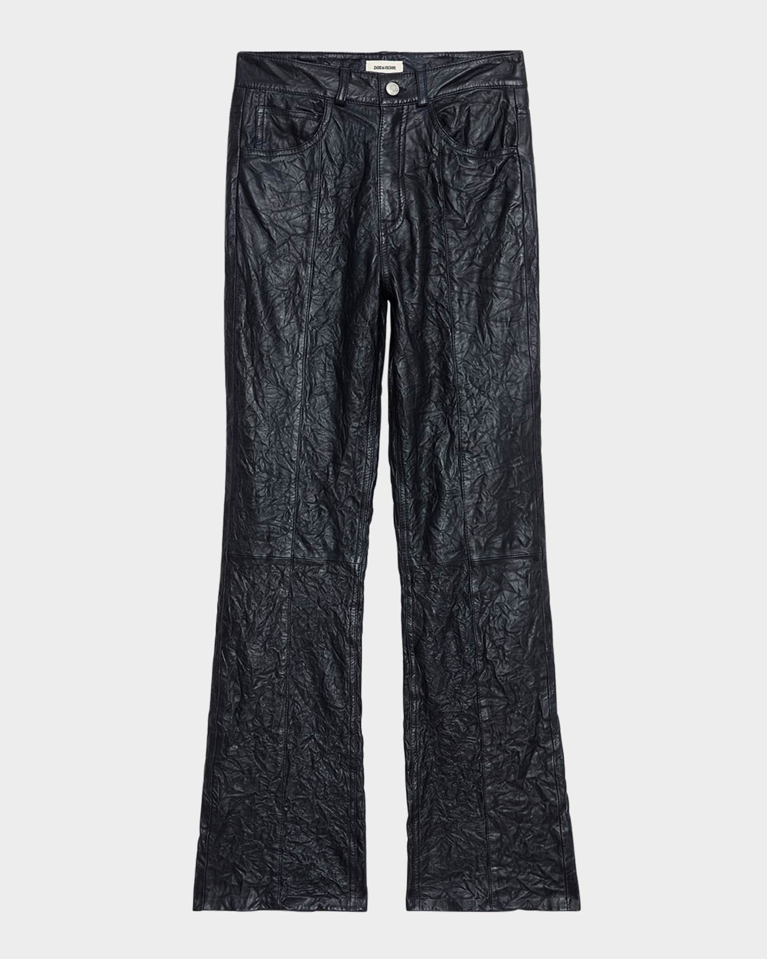Poete Crinkled Leather Trousers 0