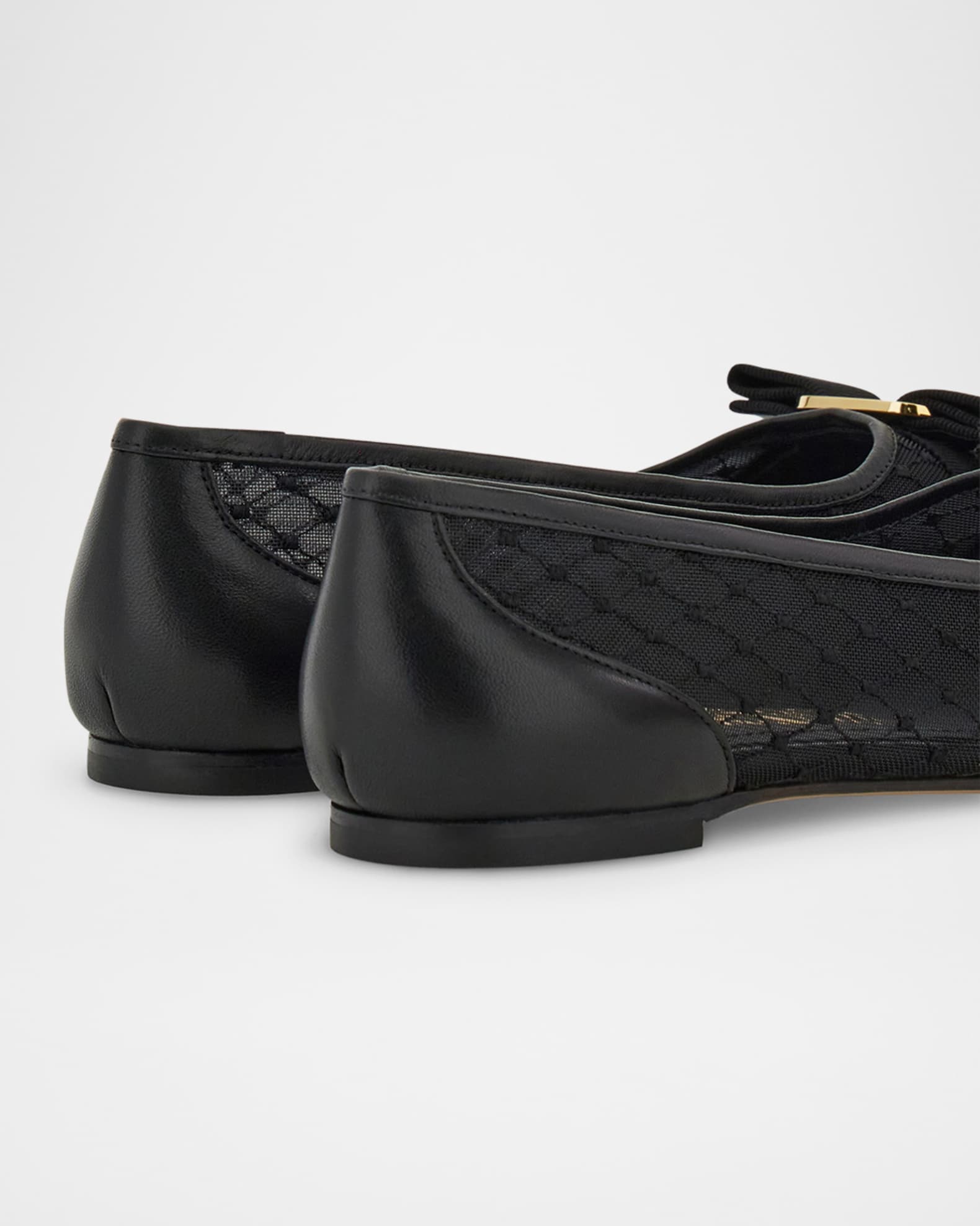 【FERRAGAMO】Black Mesh Varina Ballet Flats Ferragamo Varina Mesh Bow Ballerina Flats | Neiman Marcus