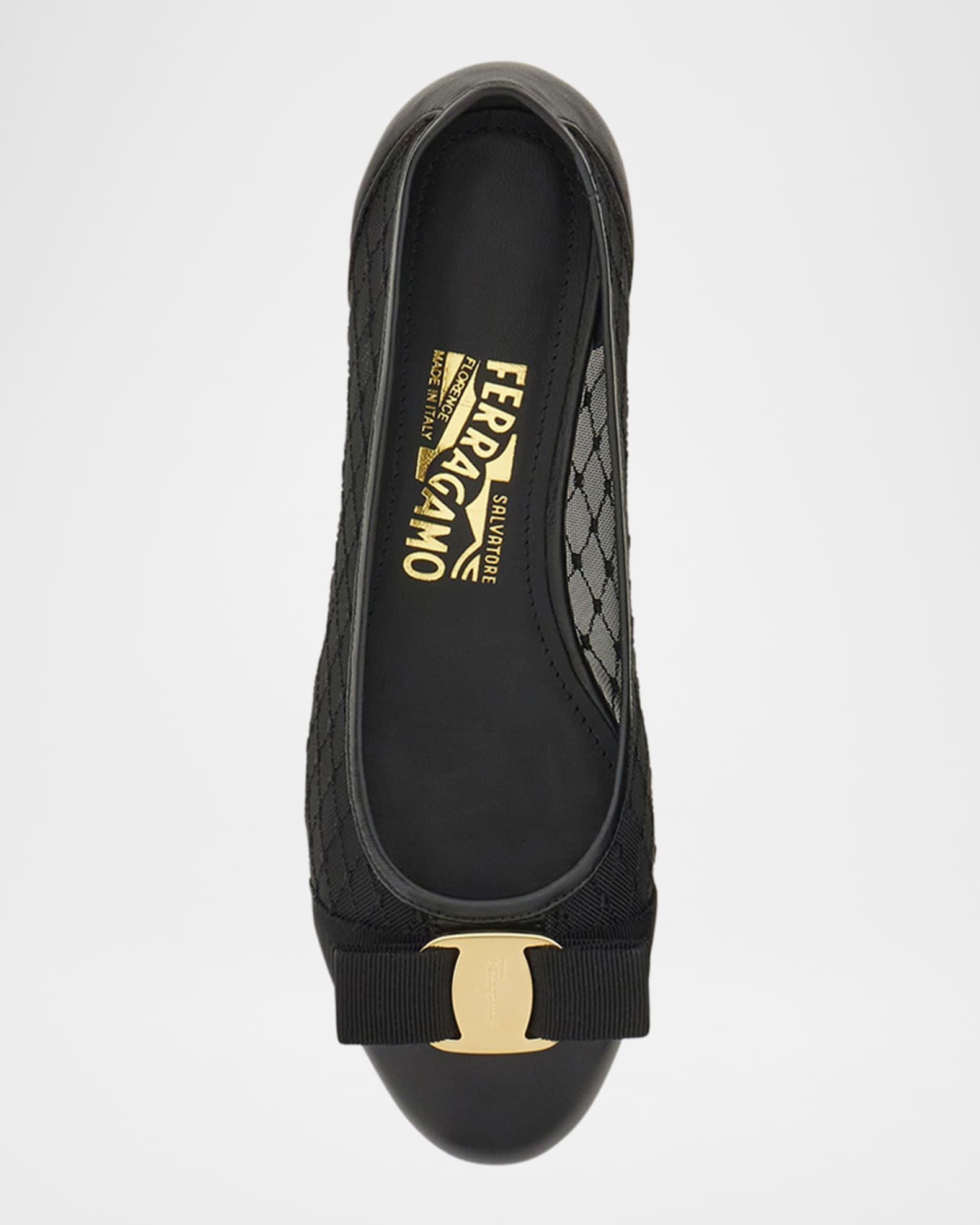 Ferragamo Varina Mesh Bow Ballerina Flats | Neiman Marcus