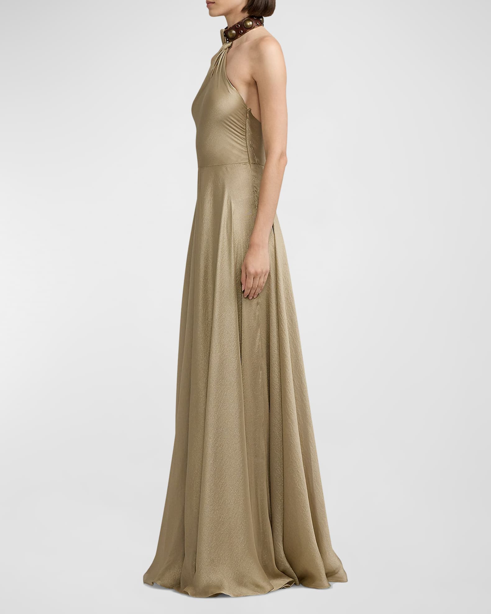 Ralph lauren gold evening dress best sale