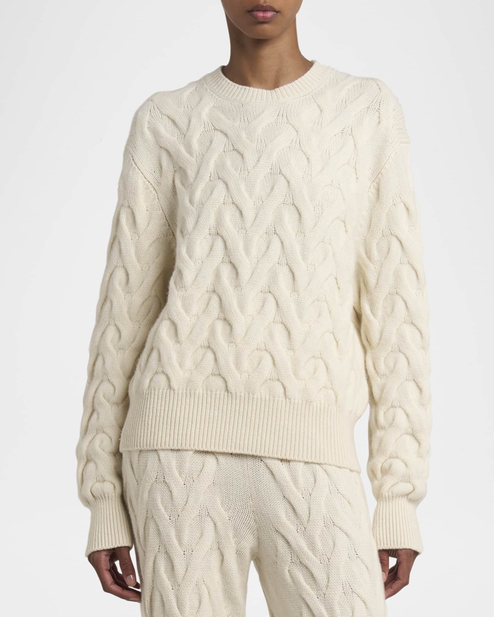 Loro Piana Cocooning Cozy Braids Cashmere Crewneck Sweater