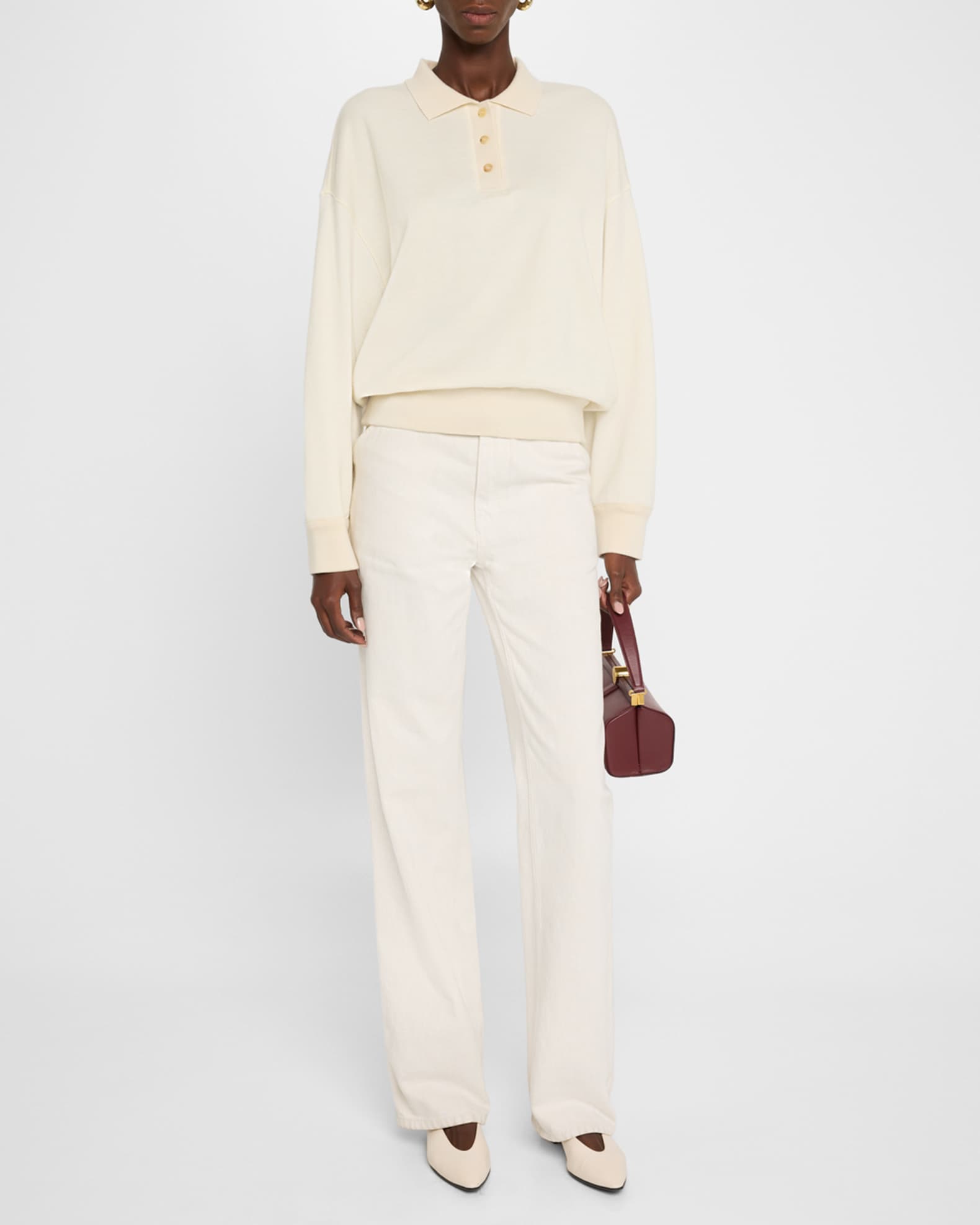 Loro Piana Cashmere-Blend Cocooning Polo Sweatshirt | Neiman Marcus