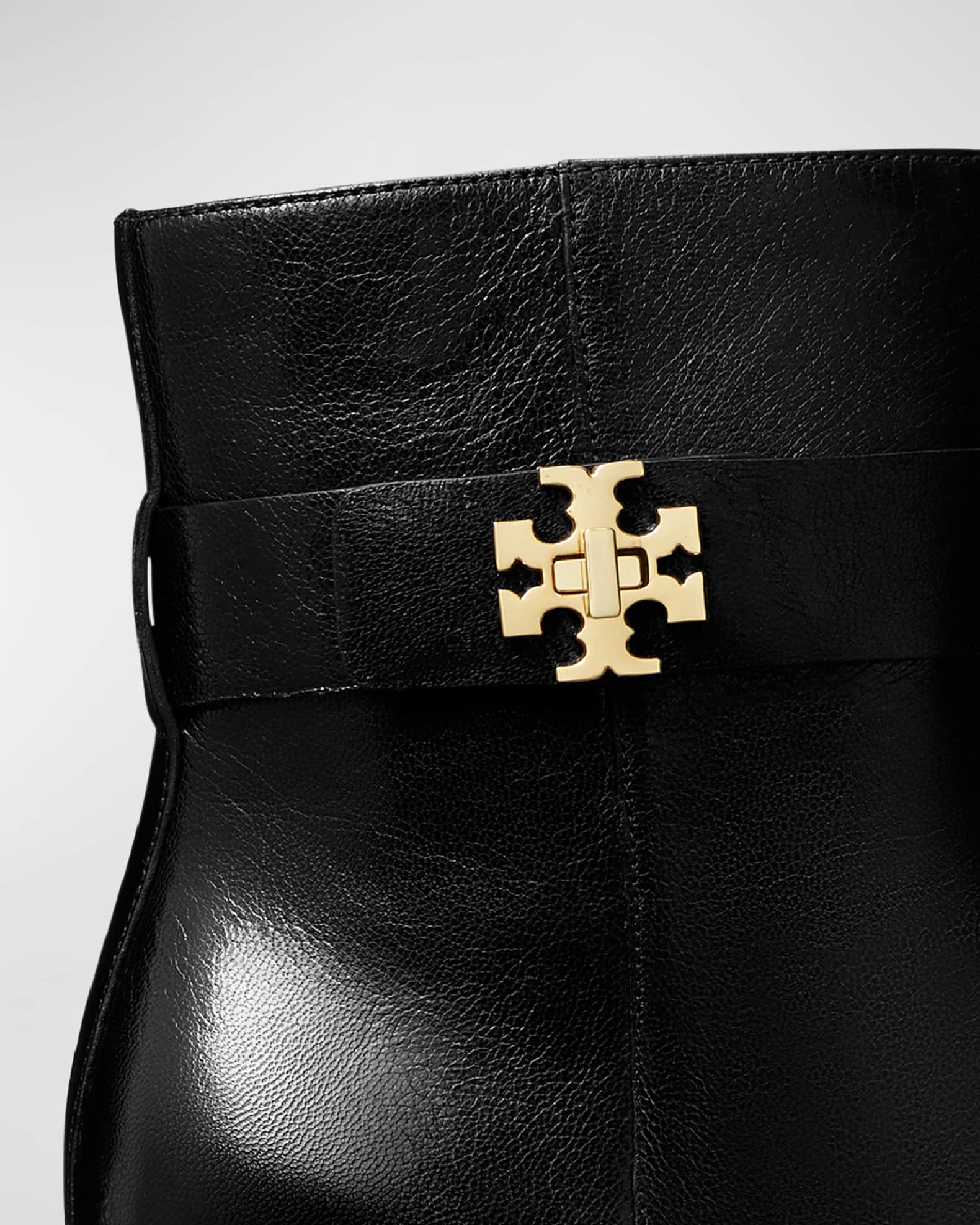 Tory Burch T-Lock Heeled Leather Ankle Boots | Neiman Marcus