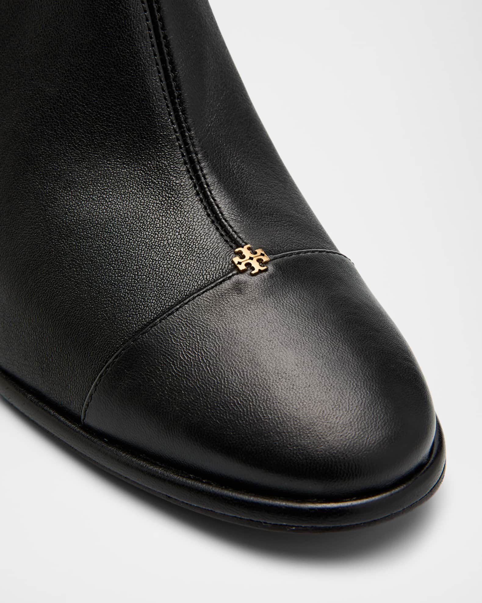 Tory Burch Leather Cap-Toe Ankle Boots | Neiman Marcus