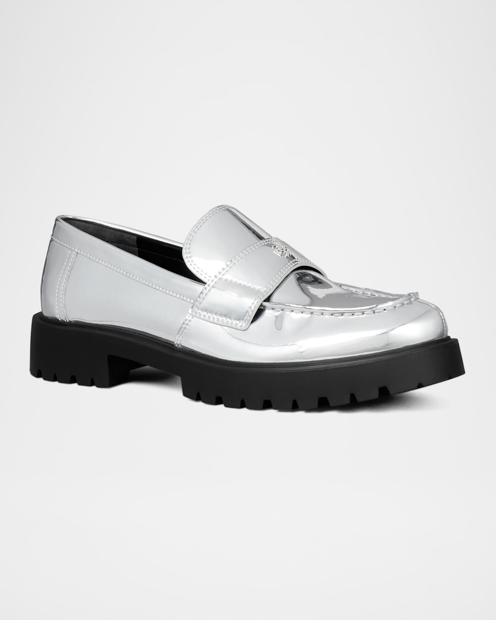 Metallic Medallion Classic Lug-Sole Loafers 1